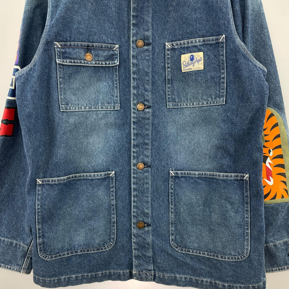 デニムジャケット A BATHING APE Shark graphic-print denim jacket (2XL)