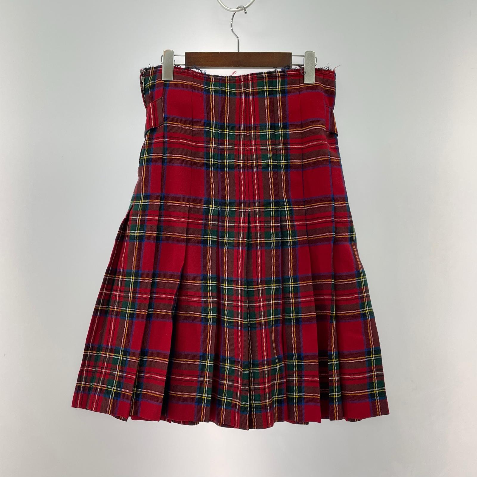 スカート wool check skirt XS レッド ブラック