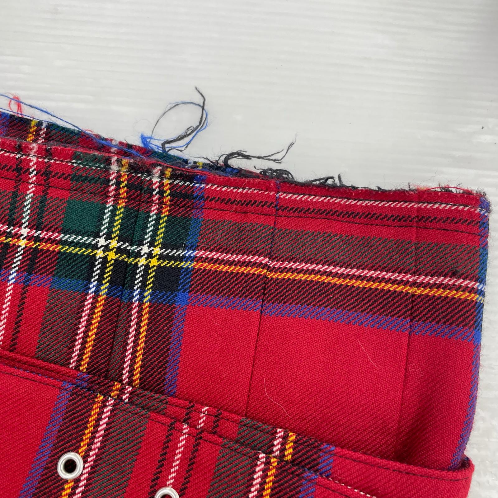 スカート wool check skirt XS レッド ブラック