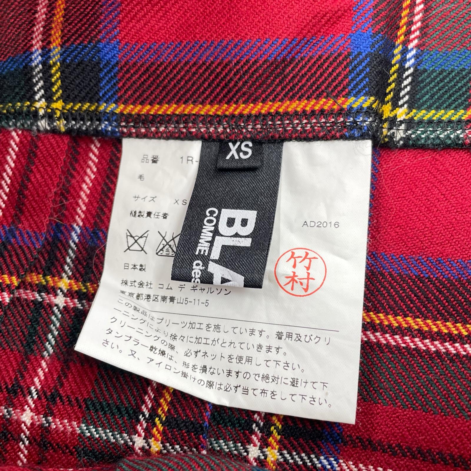 スカート wool check skirt XS レッド ブラック