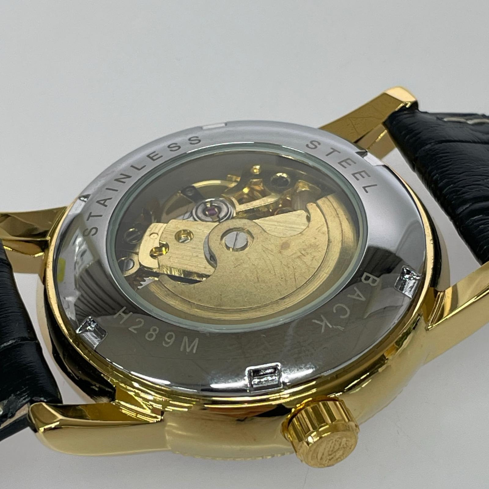 腕時計 AT Forsining H289M スケルトン ブラック