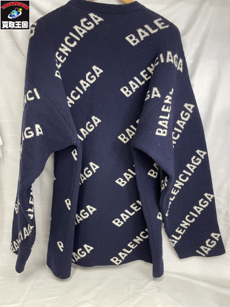 20AW ALL OVER LOGO CREWNECK/S/ネイビー