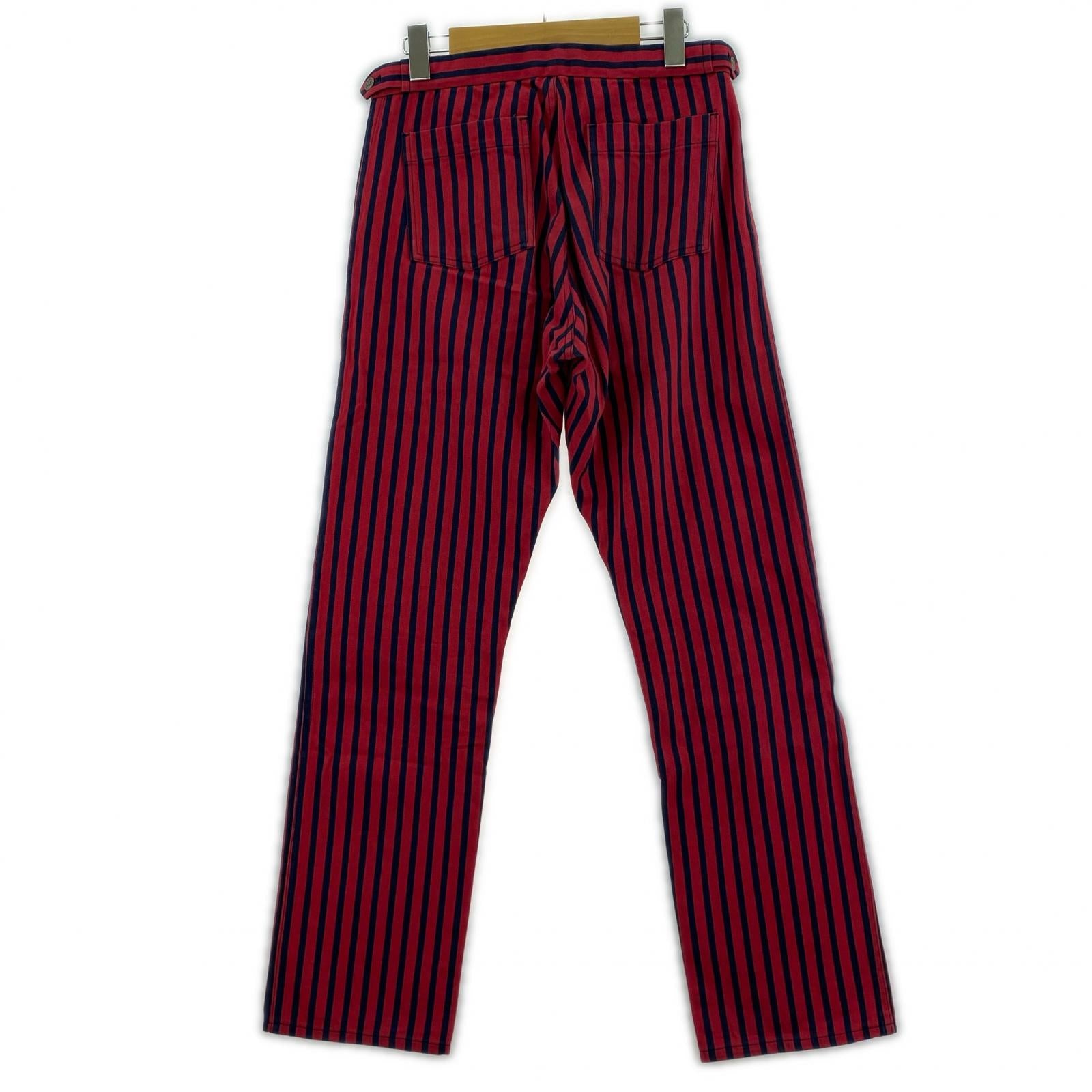 パンツ AD2001 HOMME PLUS rubber coating stripe S レッド
