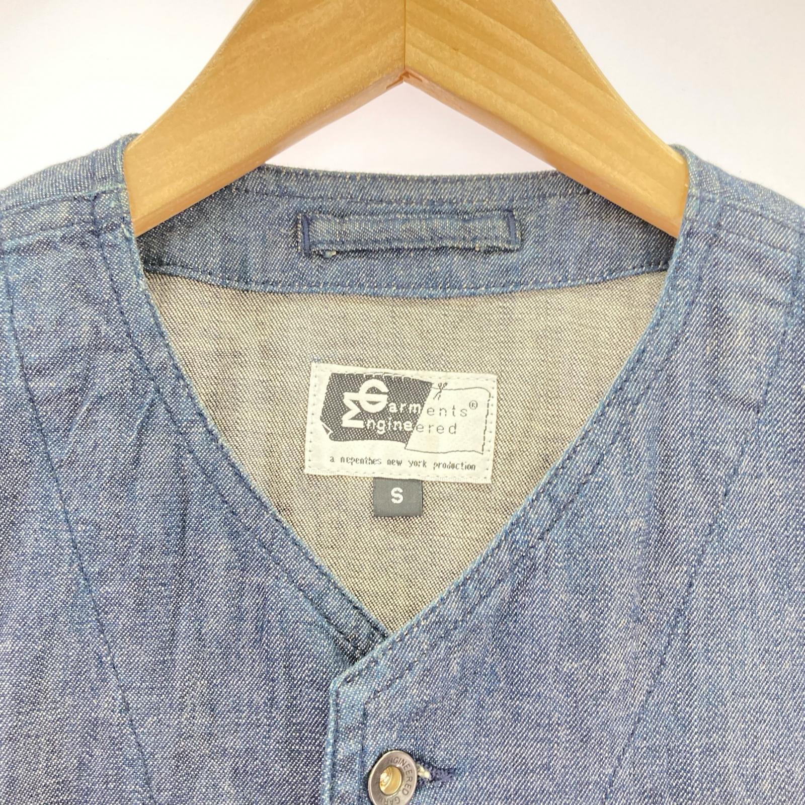 長袖シャツ Engineered Garments デニムベスト 紺 (S) S
