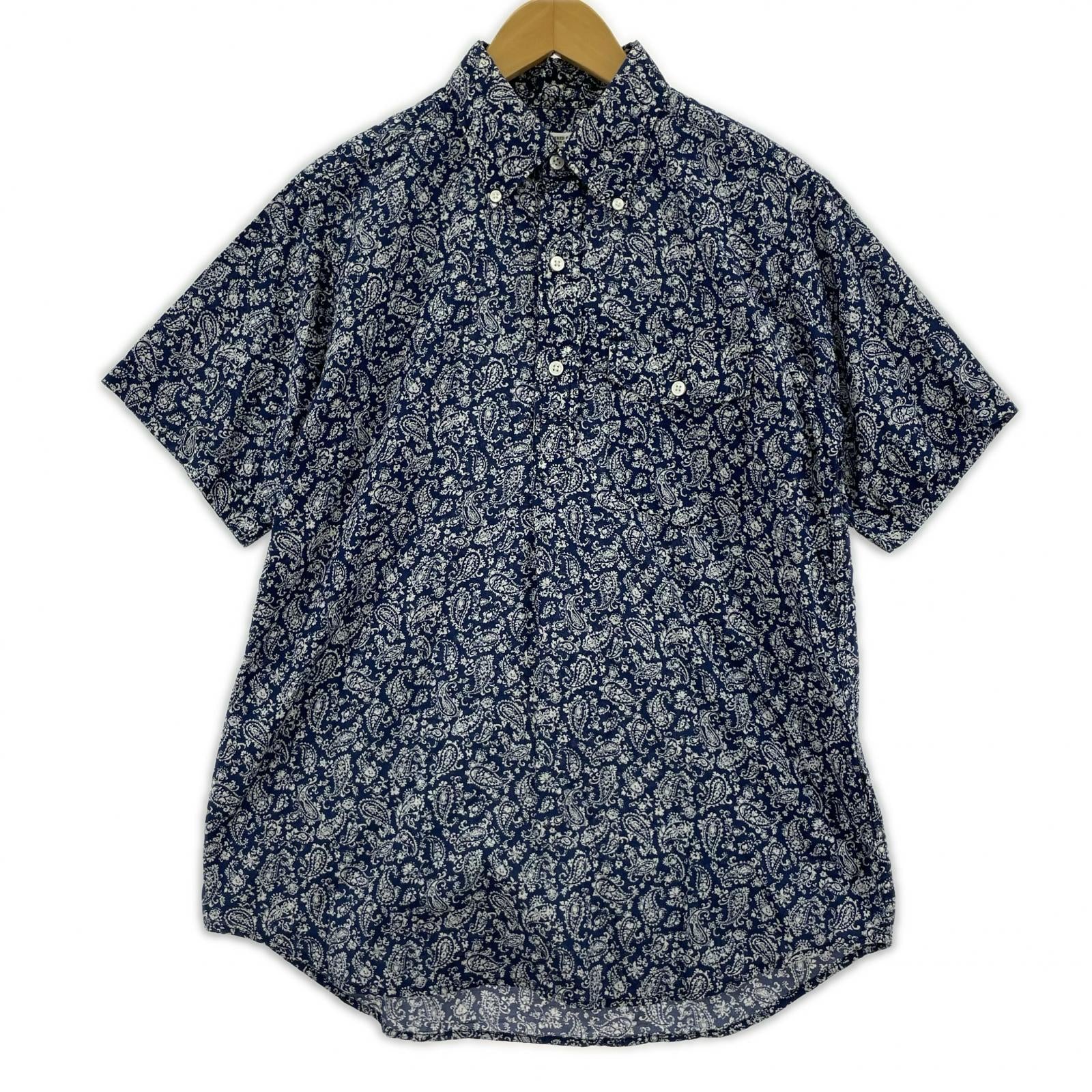 半袖シャツ Engineered Garments S/Sシャツ ペイズリー柄 紺 (S) S
