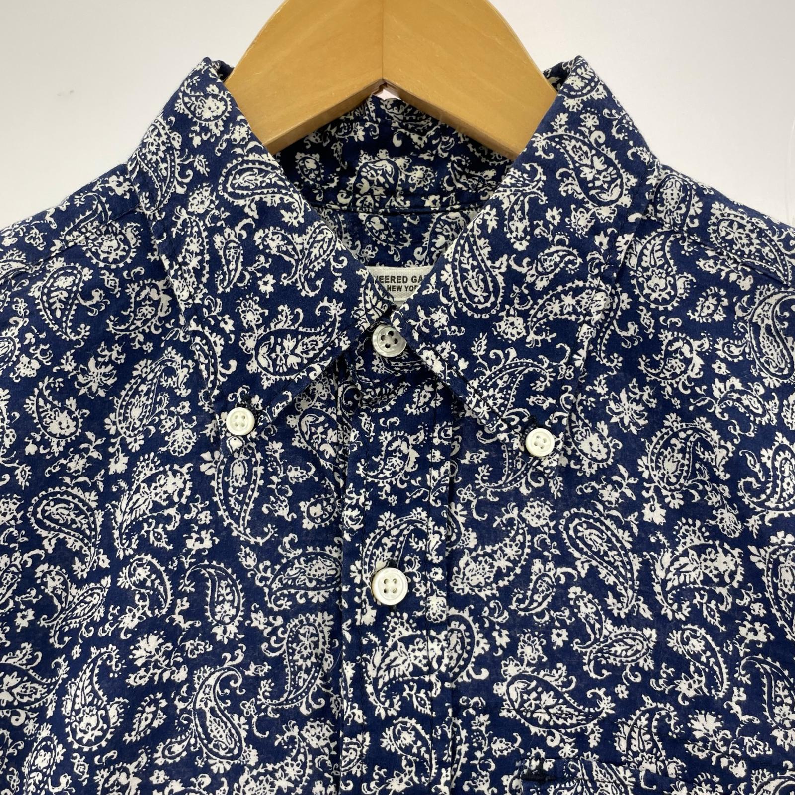 半袖シャツ Engineered Garments S/Sシャツ ペイズリー柄 紺 (S) S