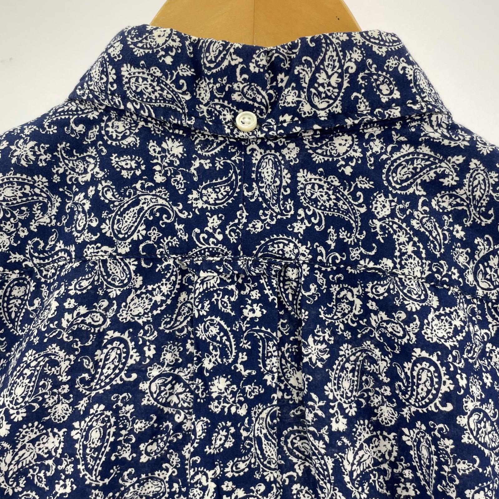半袖シャツ Engineered Garments S/Sシャツ ペイズリー柄 紺 (S) S