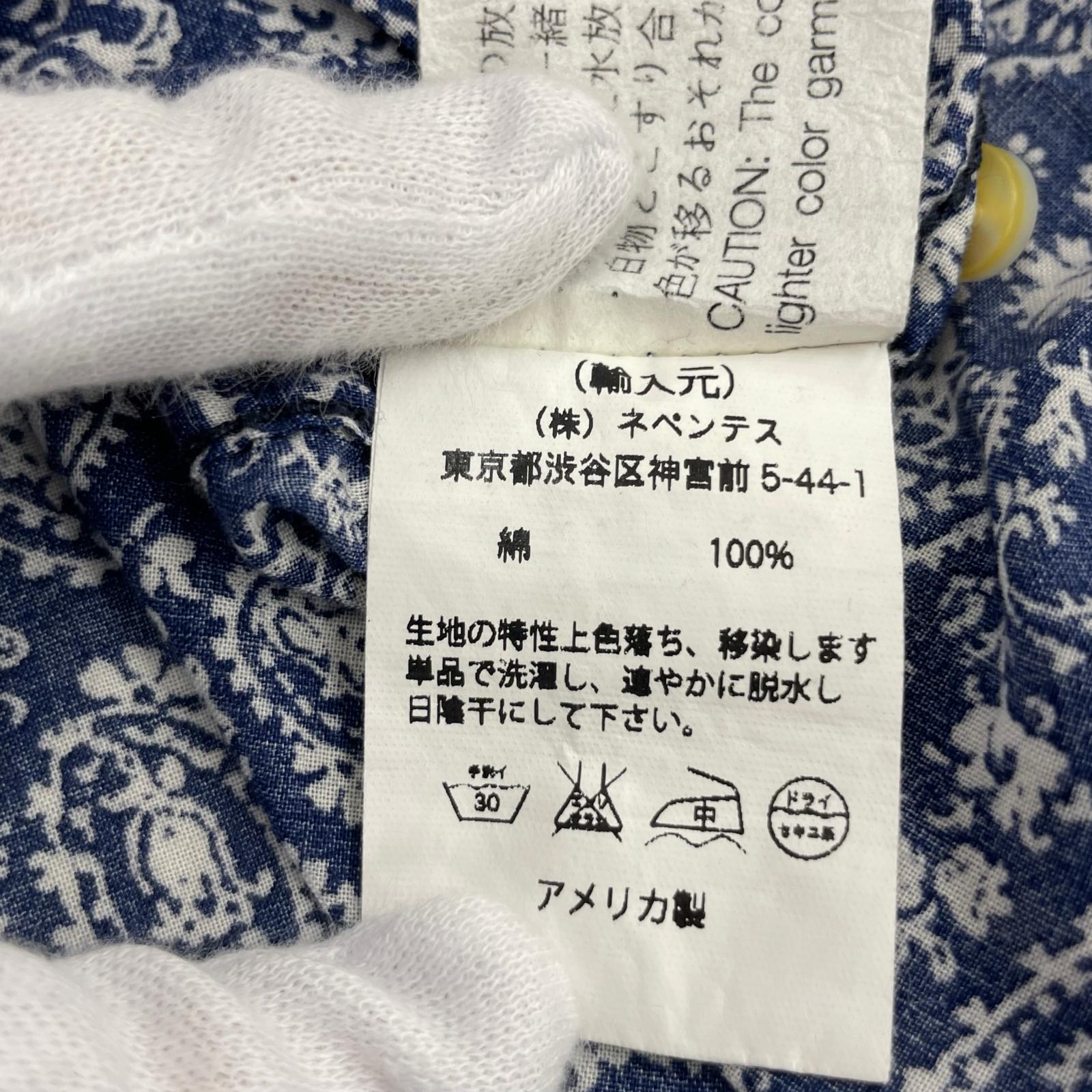 半袖シャツ Engineered Garments S/Sシャツ ペイズリー柄 紺 (S) S