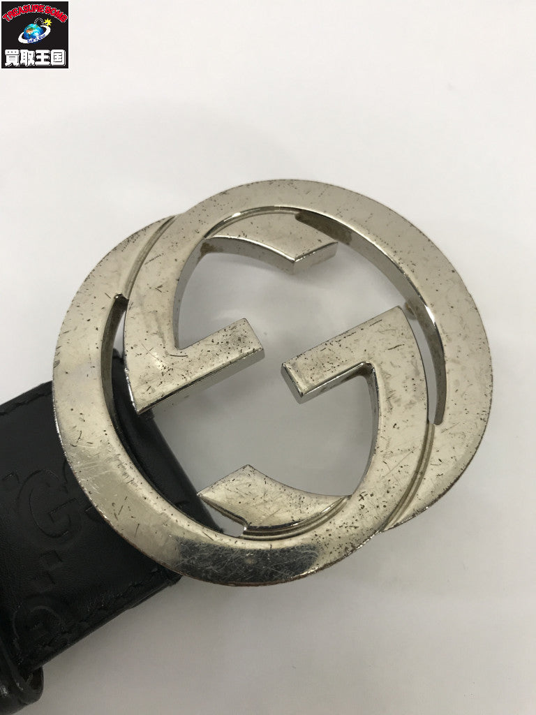 インターロッキングG ベルト レザー 黒