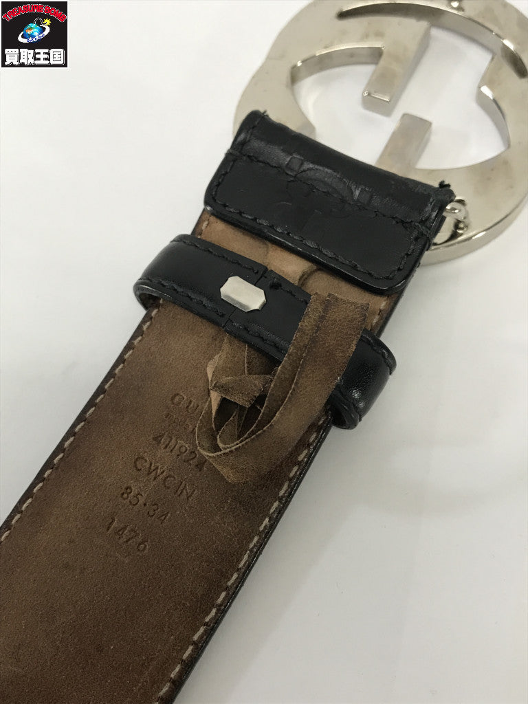 インターロッキングG ベルト レザー 黒
