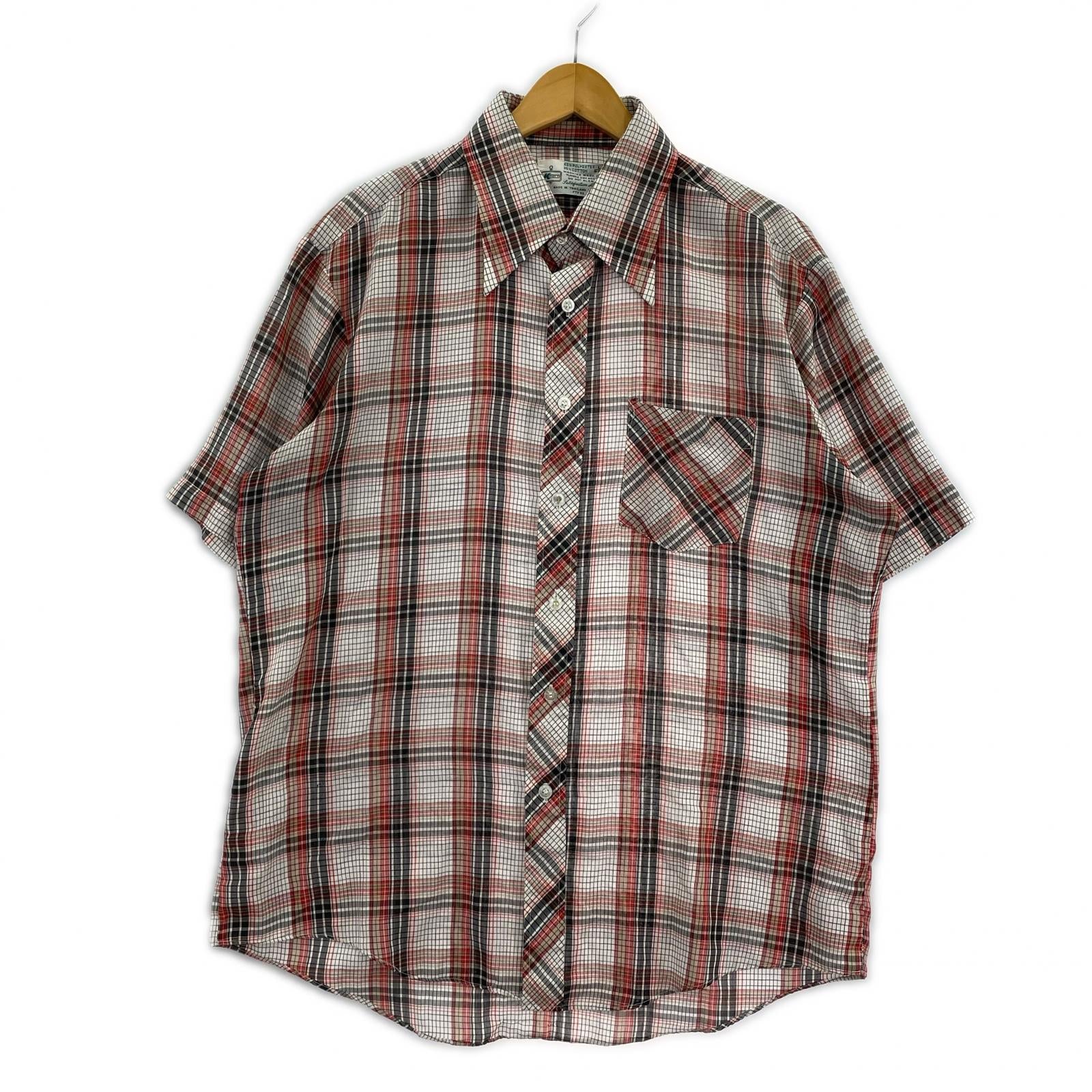半袖シャツ KMART 70S- S/Sポリコットンチェック柄シャツ (L) L
