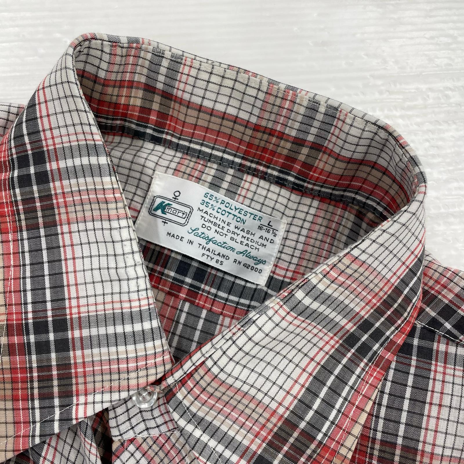 半袖シャツ KMART 70S- S/Sポリコットンチェック柄シャツ (L) L