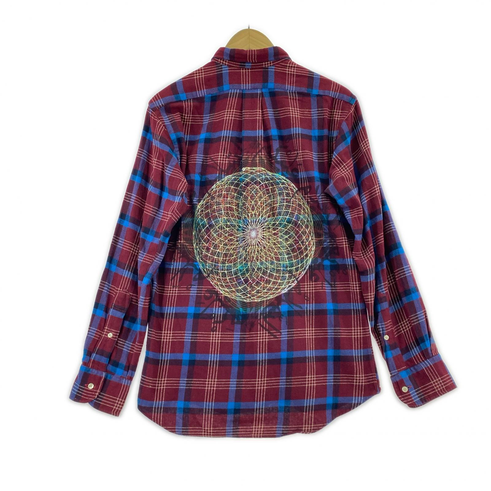 長袖シャツ COMME des GARCONS×INDIVIDUALIZEDSHIRT バックプリント チェックシャツ S 赤系 S