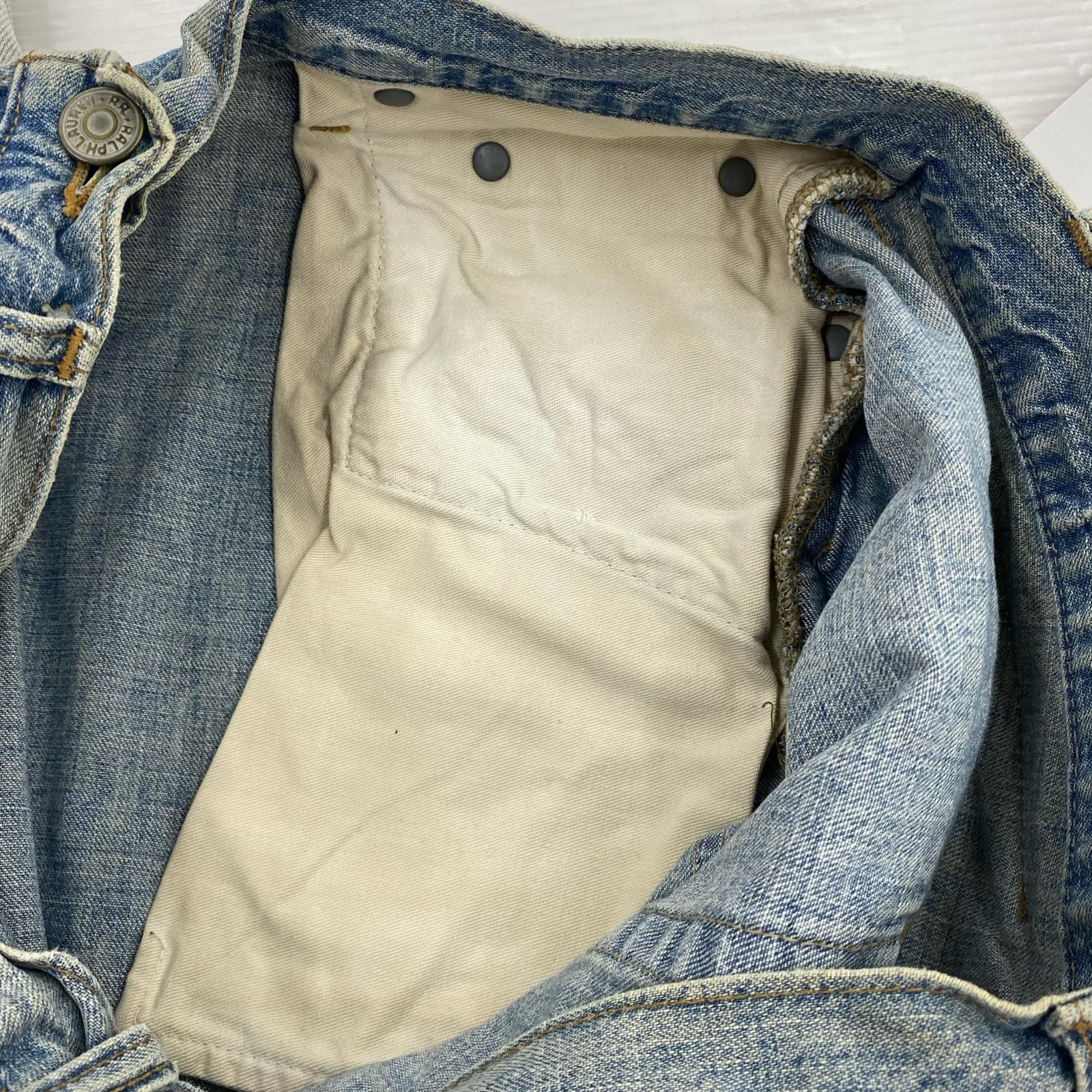 デニムパンツ ボタンフライ ストレートパンツ ブルー