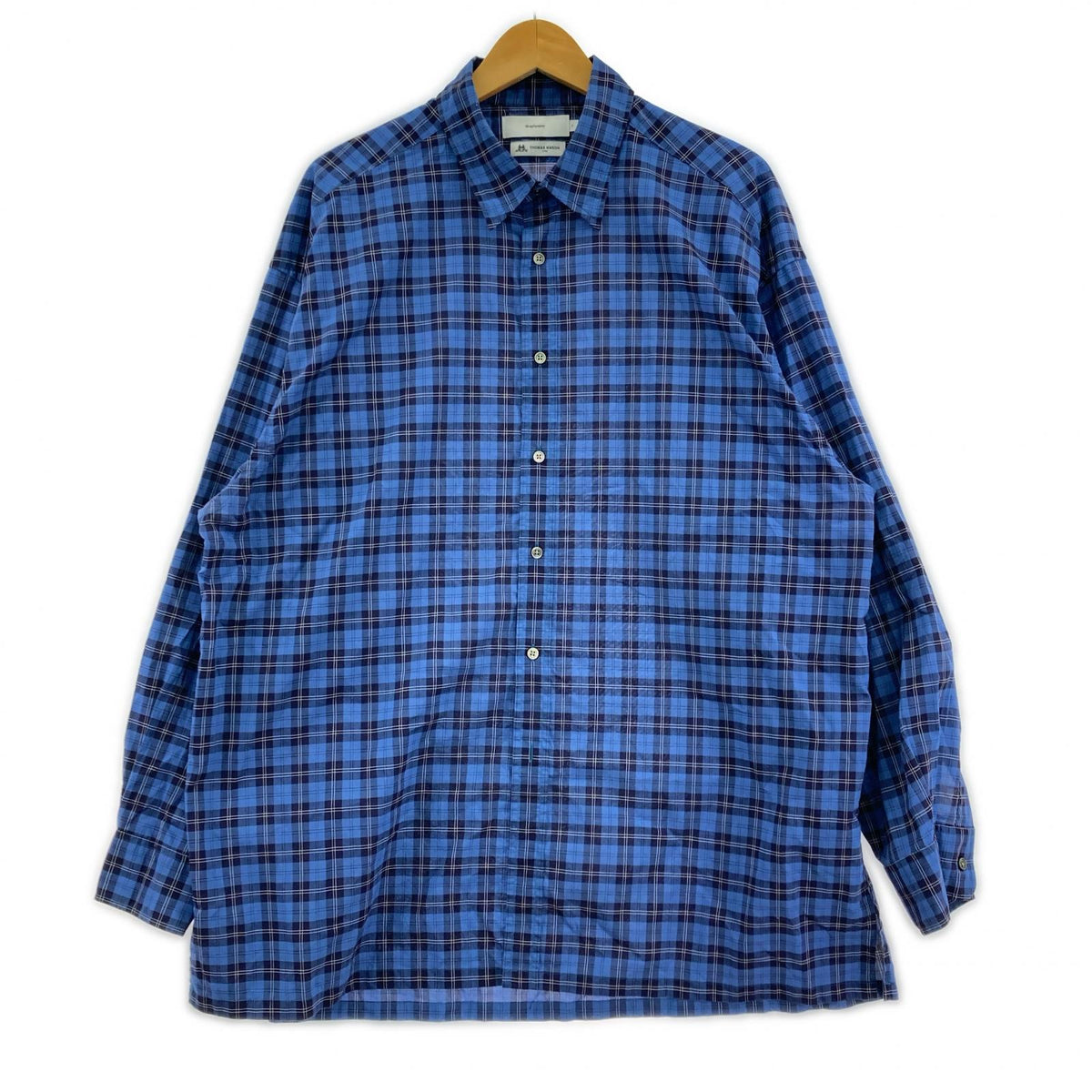 長袖シャツ THOMAS MAISON生地 チェックシャツ フリー ブルー