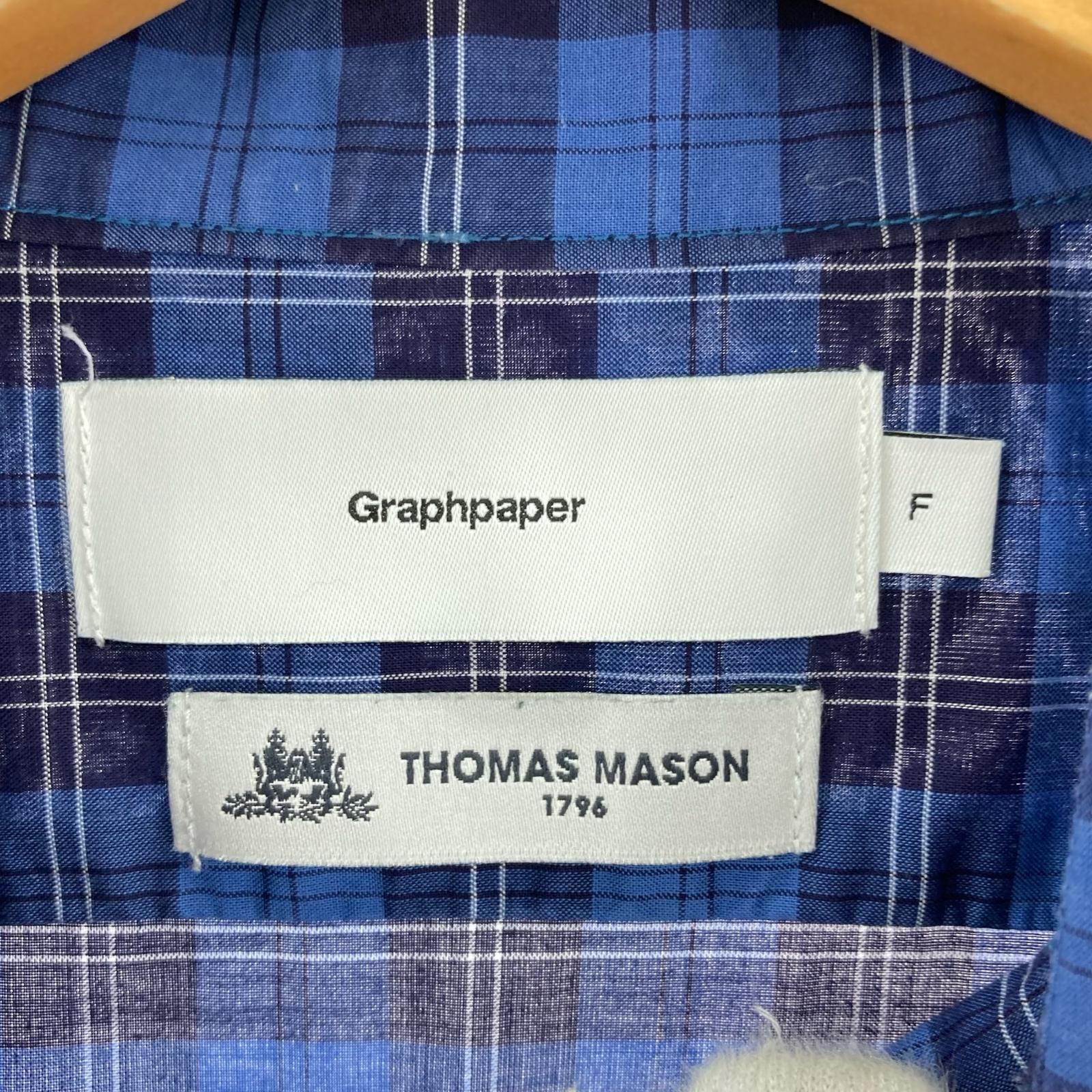 長袖シャツ THOMAS MAISON生地 チェックシャツ フリー ブルー
