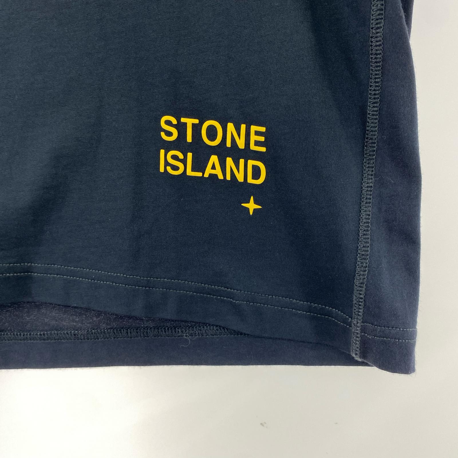 長袖Ｔシャツ STONE ISLAND 裾ロゴ デザインステッチL/S Tee M ネイビー