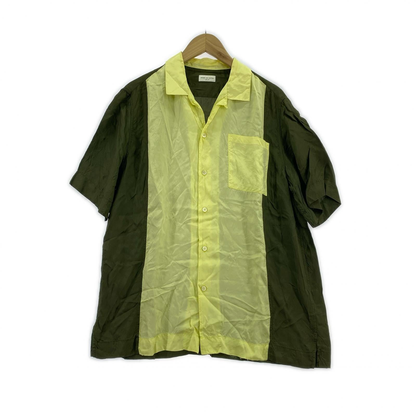半袖シャツ DRIES VAN NOTEN ビスコーズ 2トーンS/Sオープンカラーシャツ 48