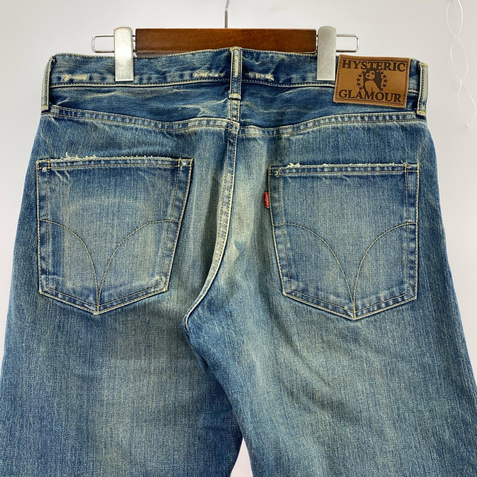 デニムパンツ HYSTERIC GLAMOUR 加工スタッズデニムパンツ 32 ブルー
