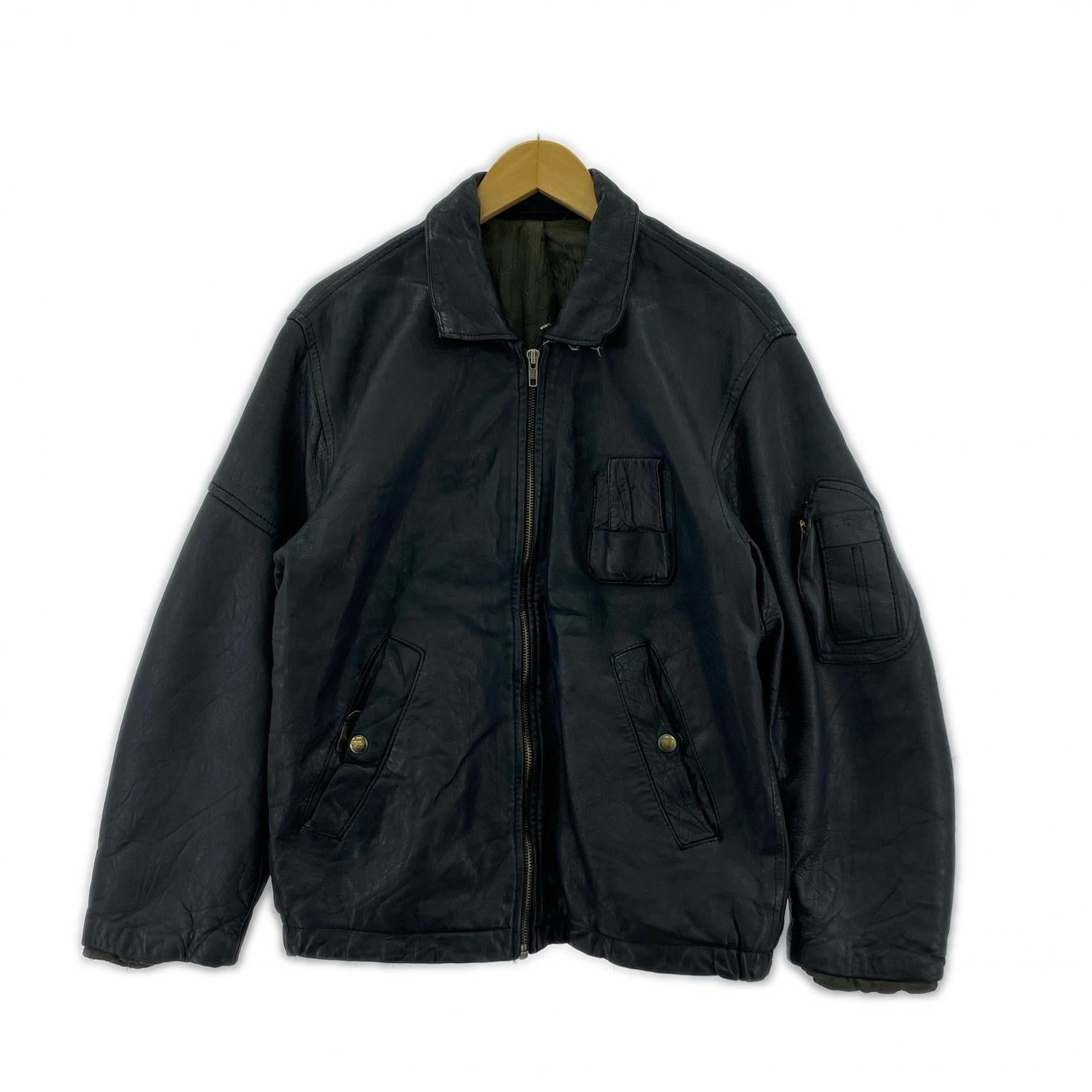 ジャケット 70s～80s FRENCH MILITARY レザー ブラック ブラック