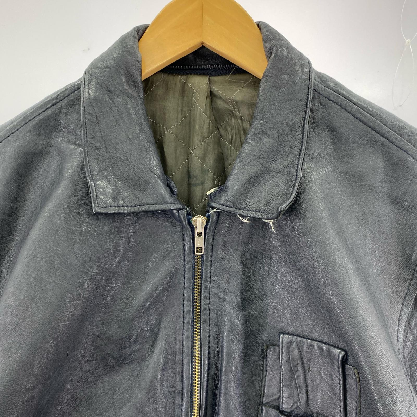 ジャケット 70s～80s FRENCH MILITARY レザー ブラック ブラック