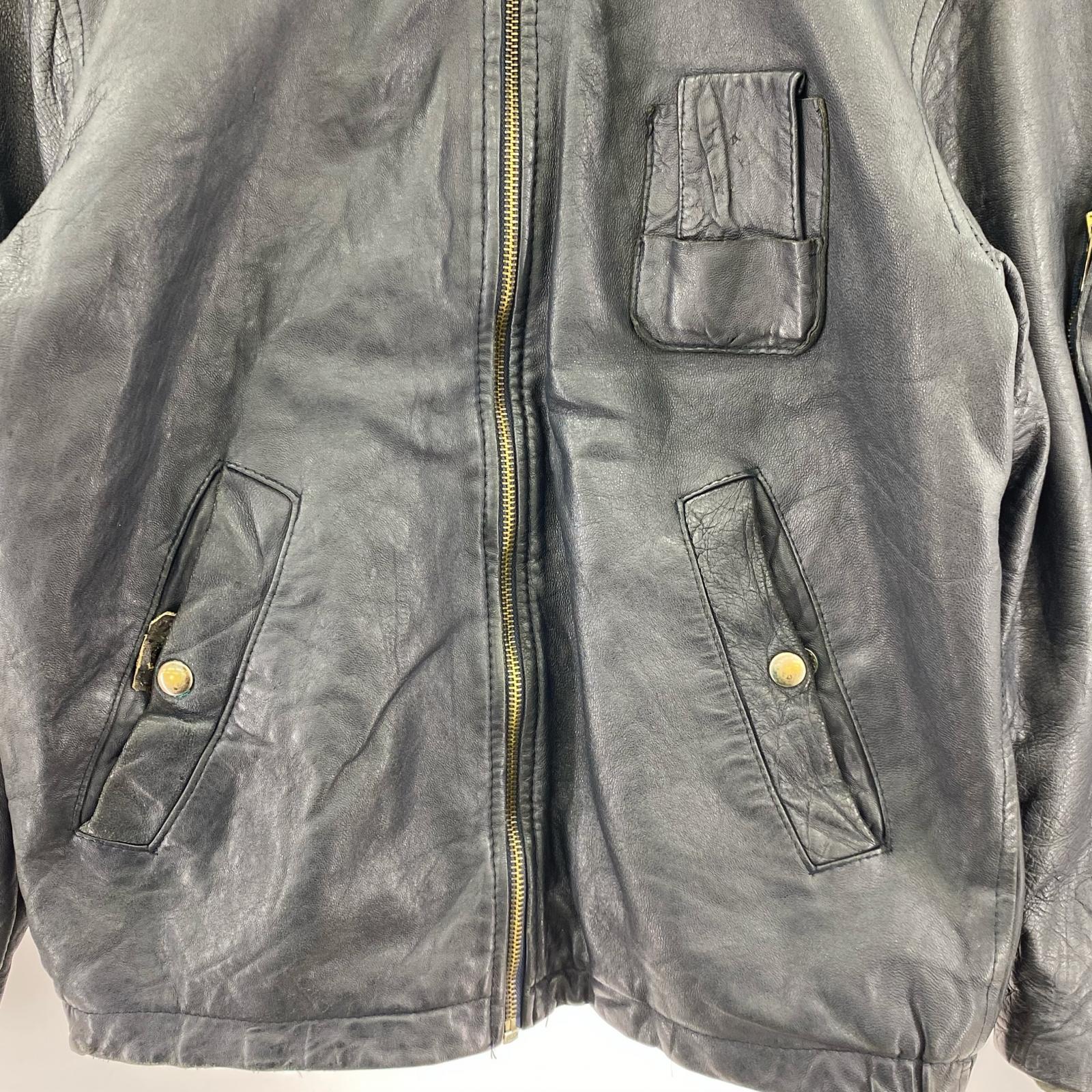 ジャケット 70s～80s FRENCH MILITARY レザー ブラック ブラック