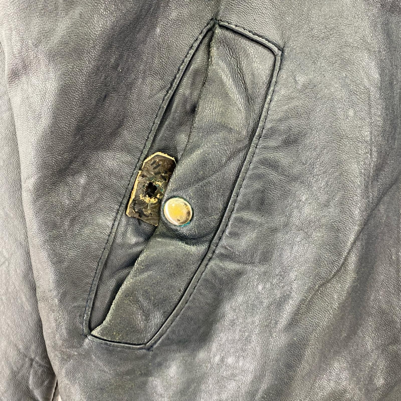 ジャケット 70s～80s FRENCH MILITARY レザー ブラック ブラック