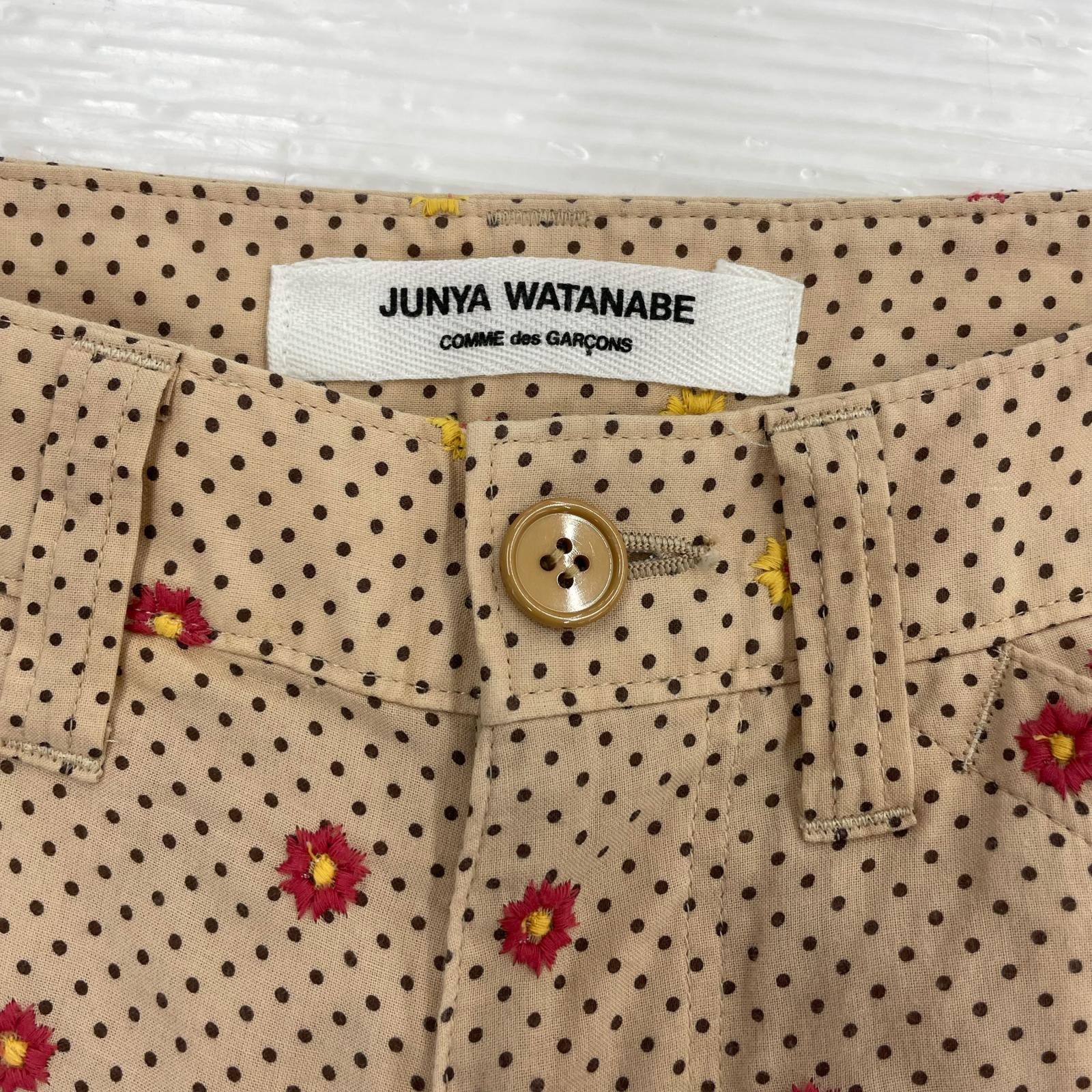 パンツ 花刺繍ドット ワイドパンツ (S) S ベージュ