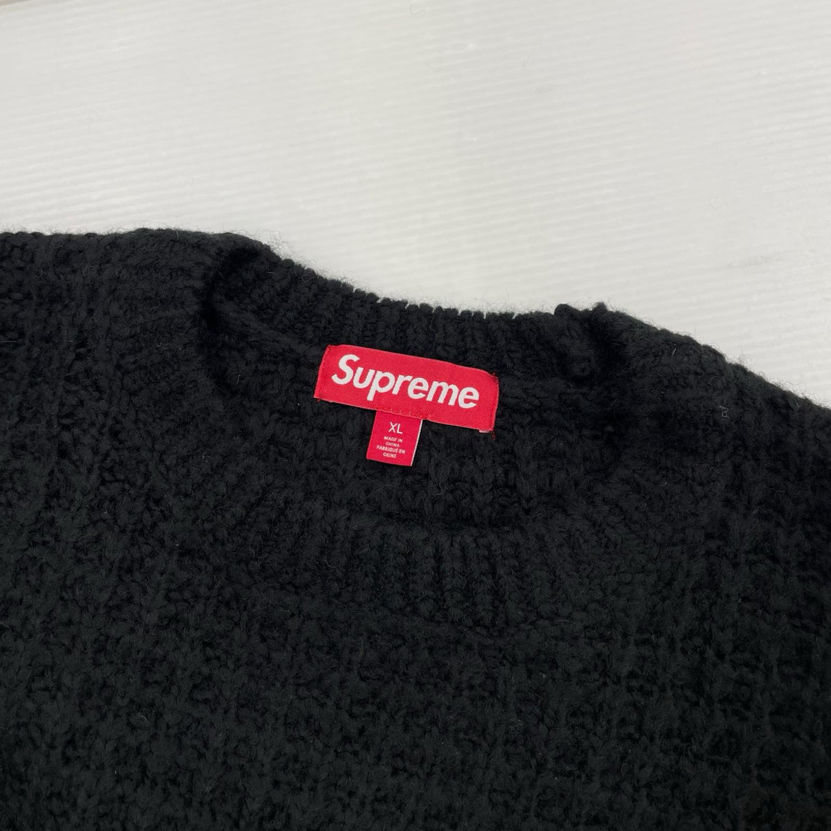 ニット Supreme 25aw small box waffle sweater 黒（XL） ブラック
