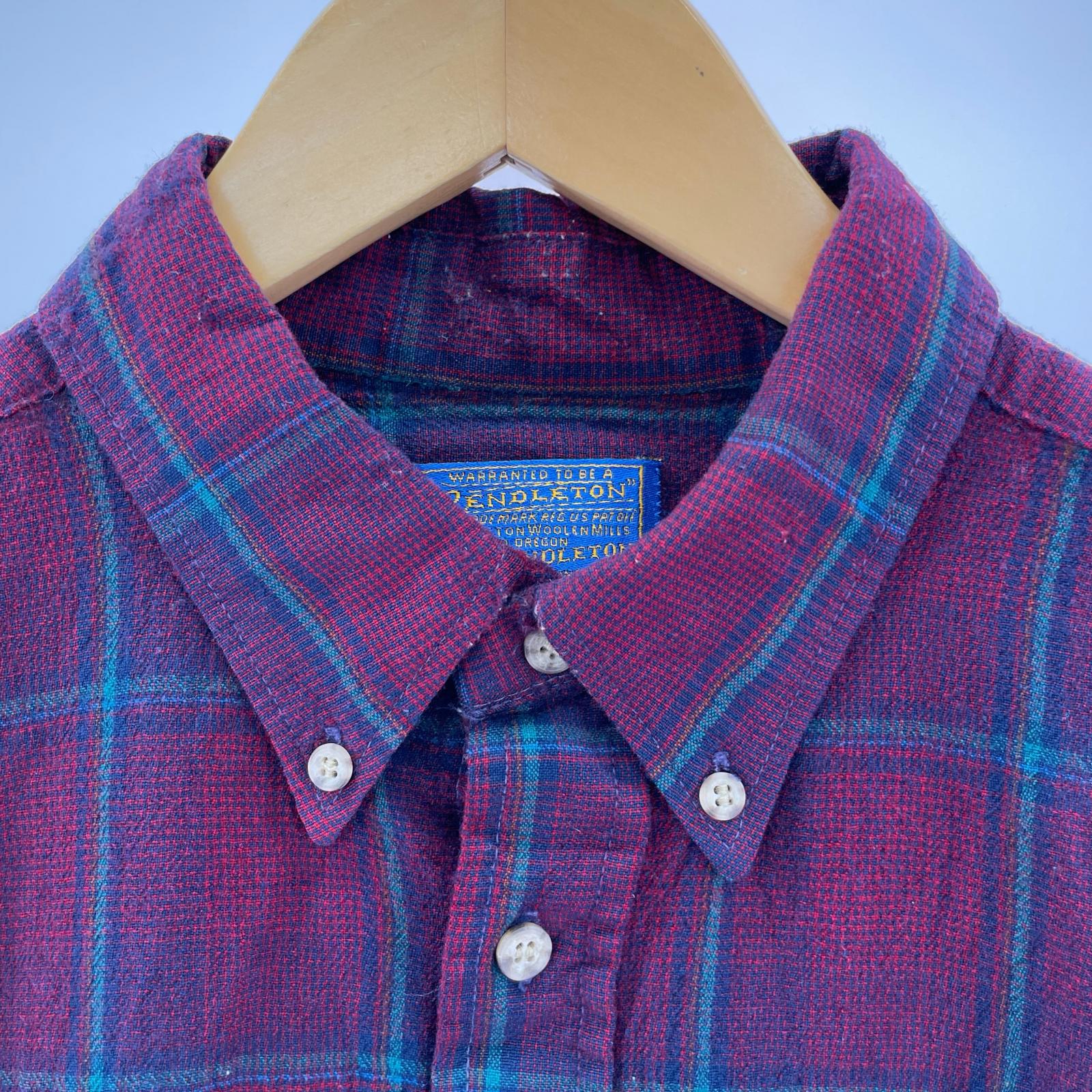 長袖シャツ 70s PENDLETON ウールシャツ 赤 (XL) レッド