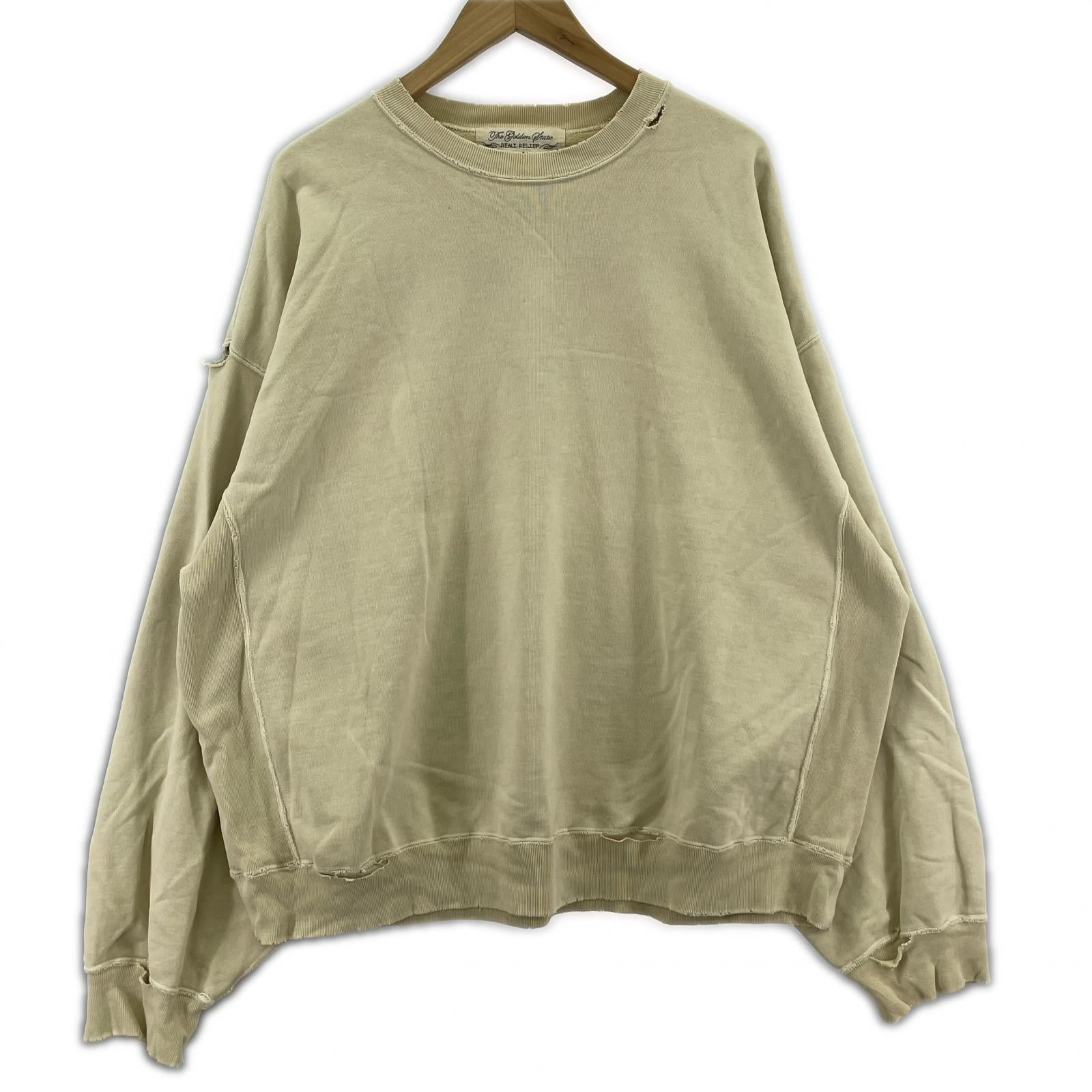 その他トップス REMI RELIEF ダメージ加工スウェット L L ベージュ