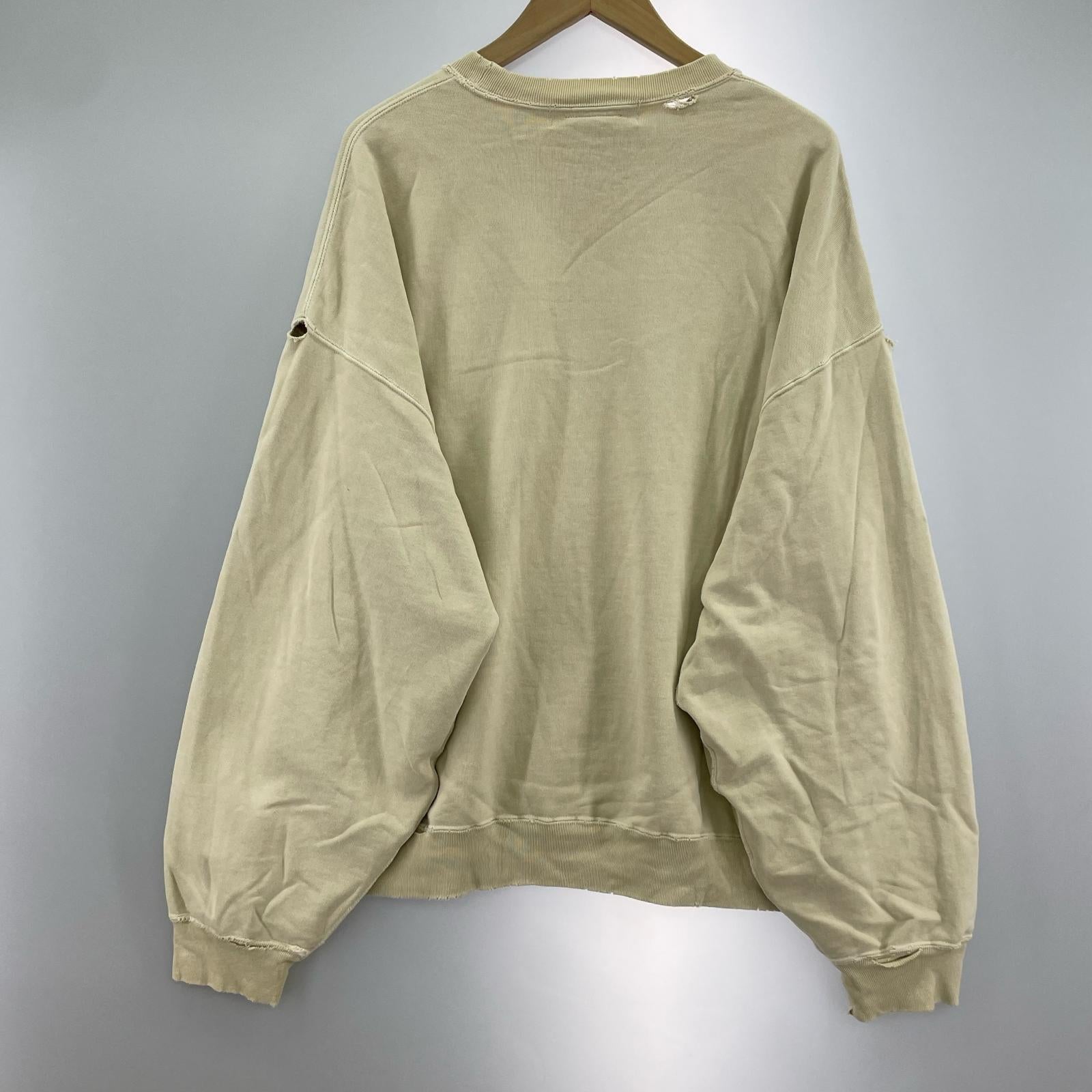 その他トップス REMI RELIEF ダメージ加工スウェット L L ベージュ