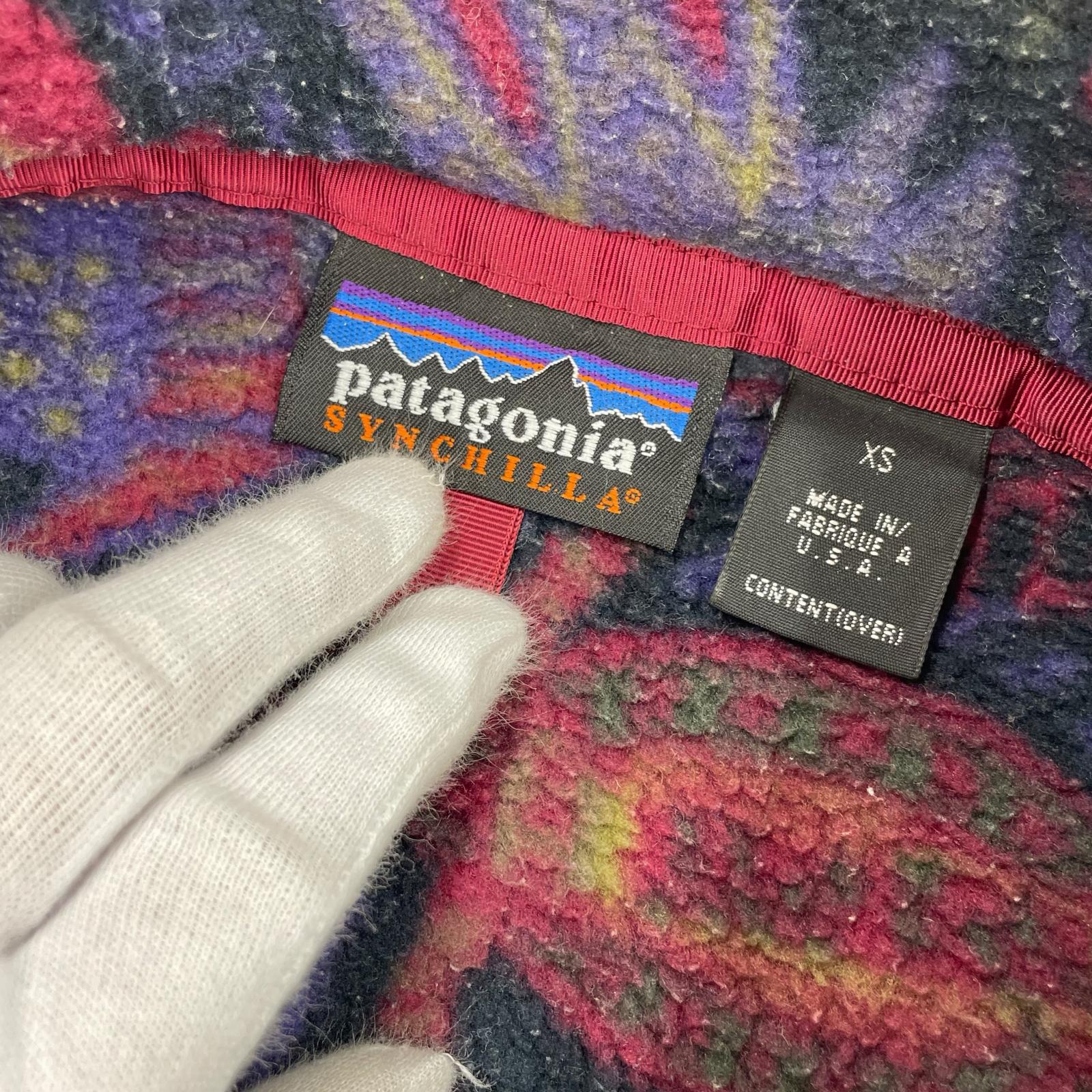 長袖Ｔシャツ 総柄SYNCHILLAﾌﾘｰｽ 90s USA(XS)
