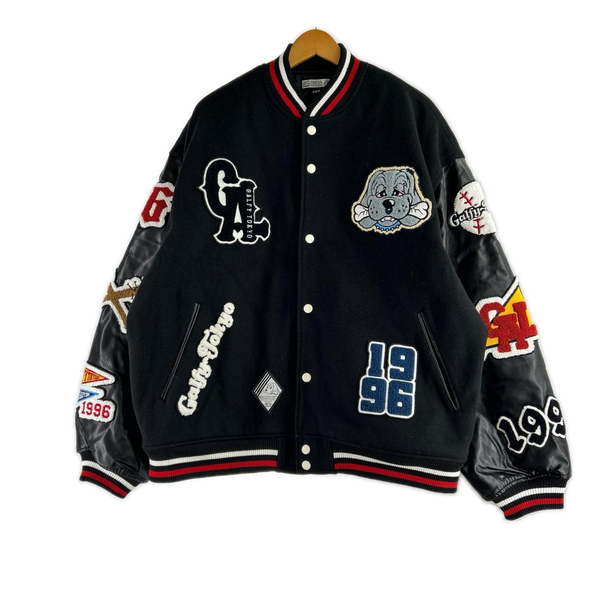 ジャケット GALFY ﾌｪｲｸﾚｻﾞｰ切替 ｽﾀｼﾞｬﾝ L ブラック
