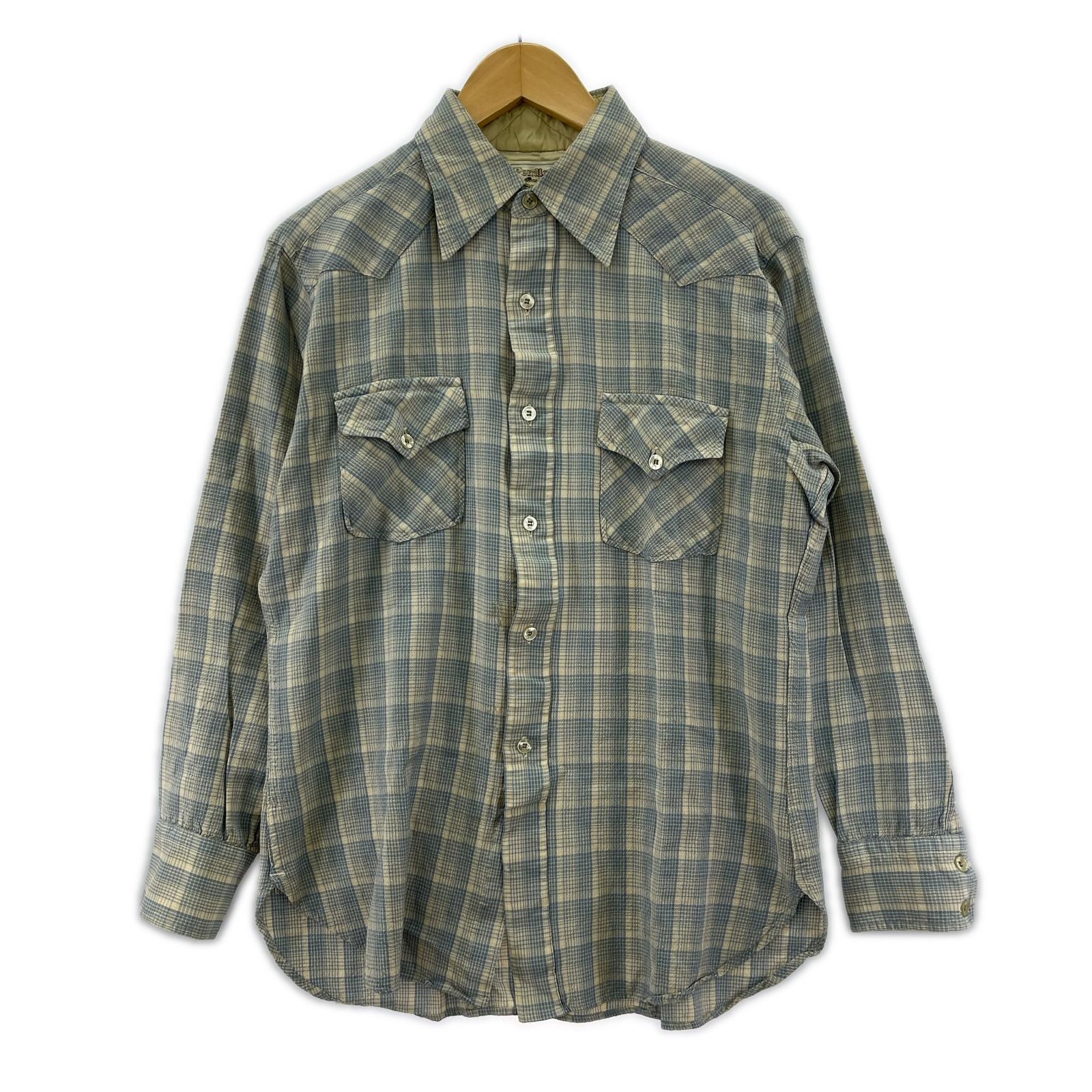 長袖シャツ 70s 白タグ ウエスタンシャツ (L) L ブルー