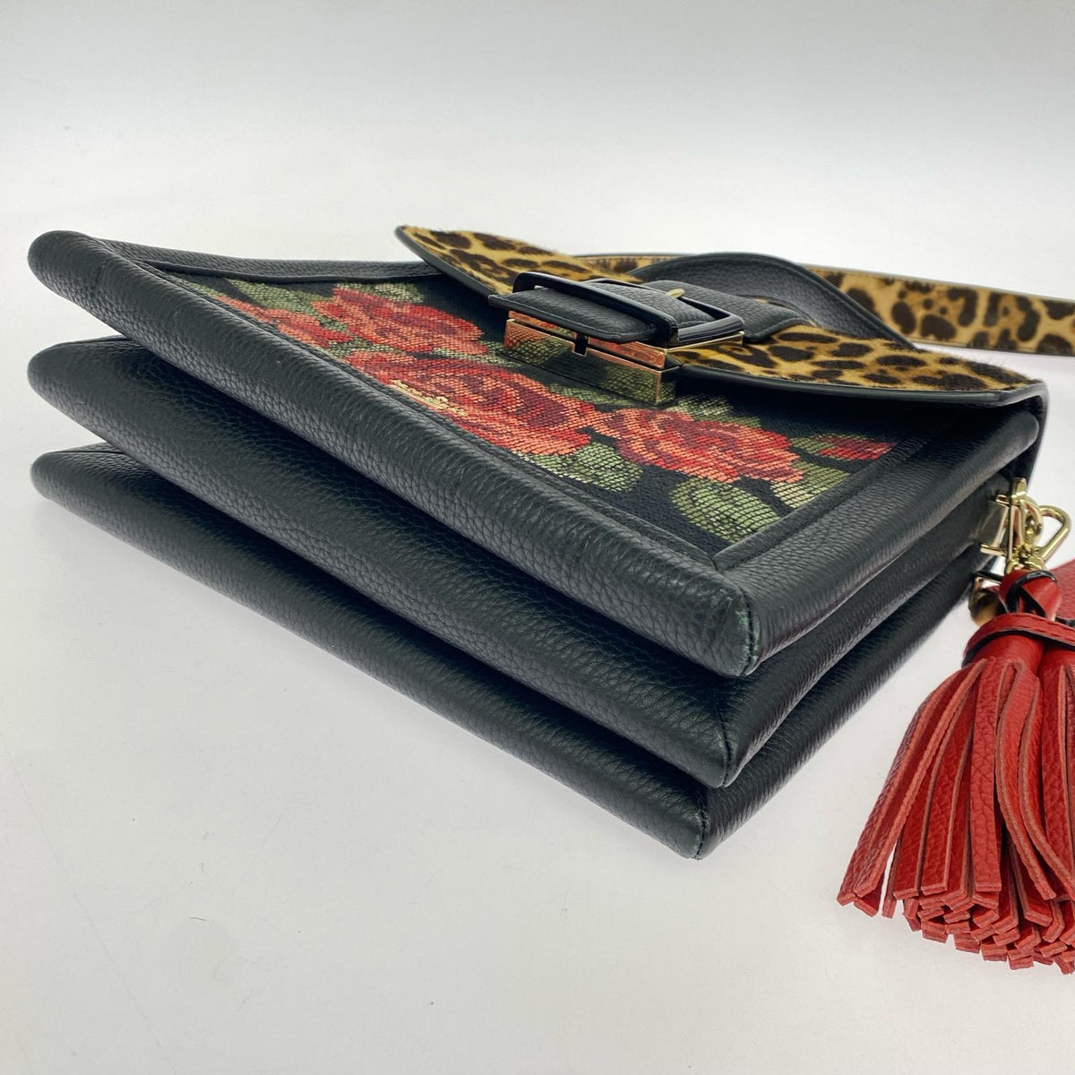 ボディバッグ Shellie 薔薇刺繍 レオパード柄 2WAY マルチカラー