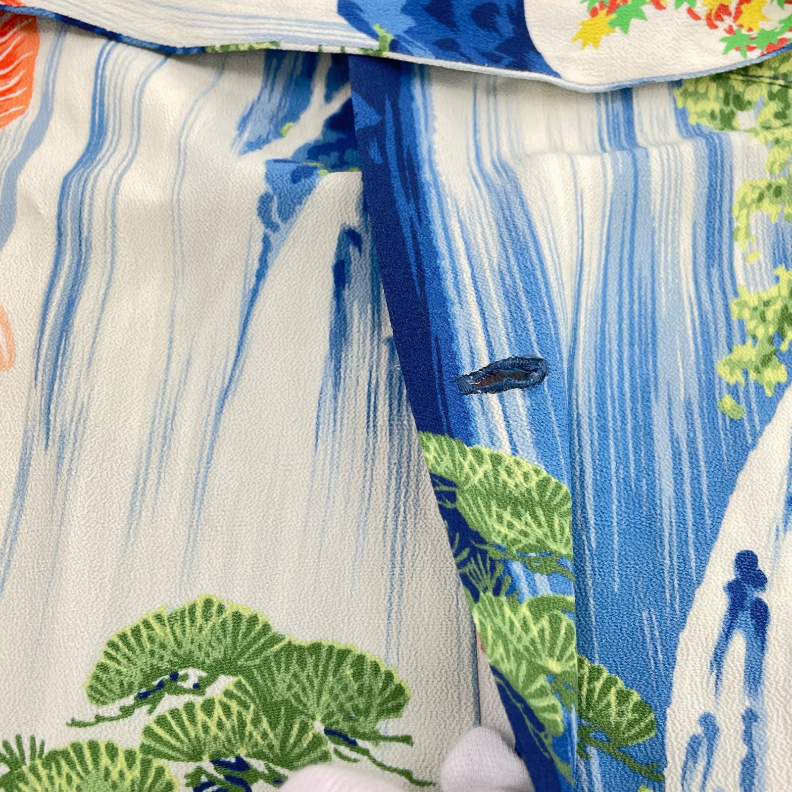 半袖シャツ レーヨン アロハシャツ 青 (M) M