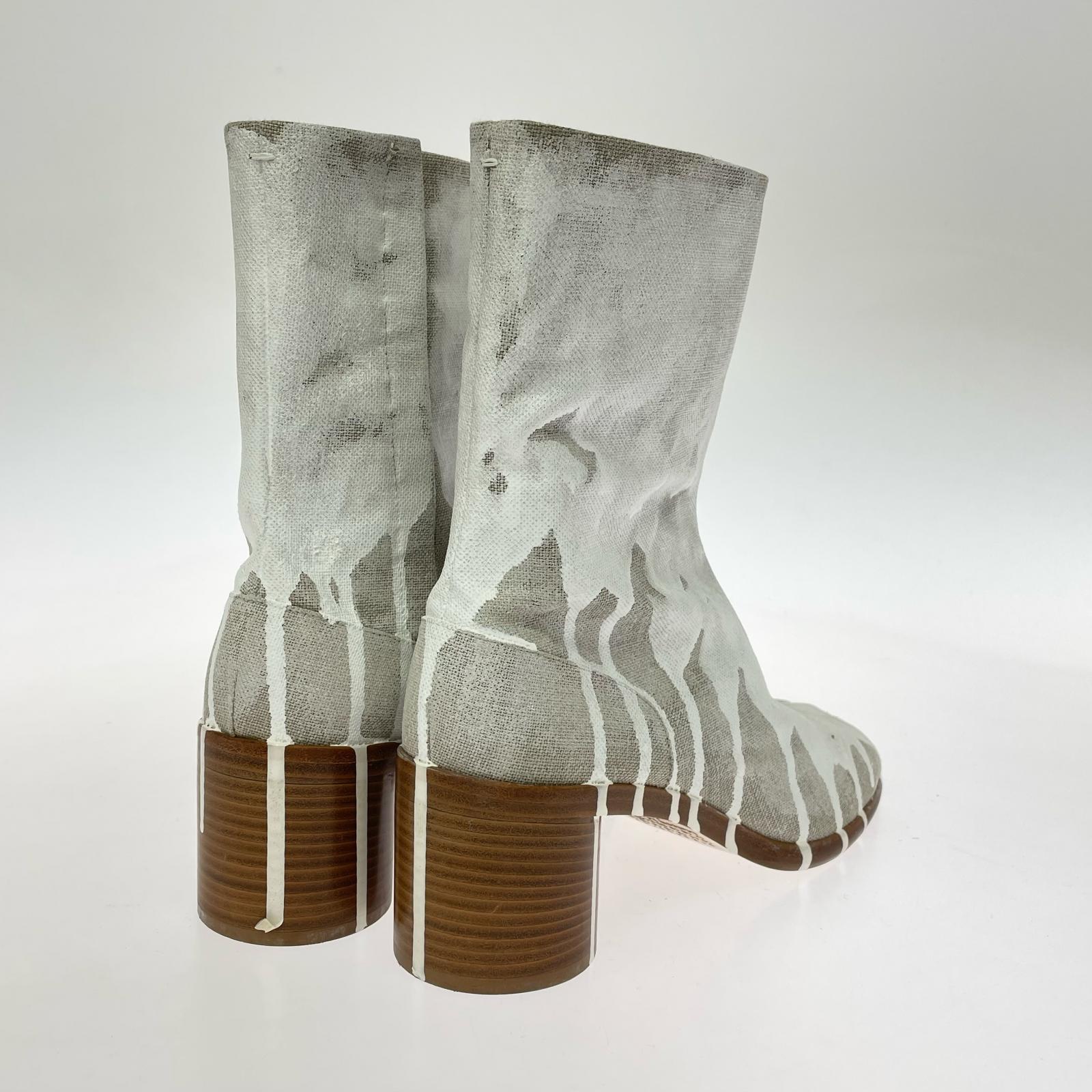 ブーツ Tabi Boot ペンキ加工 ヒール 白 (43) 43 ホワイト