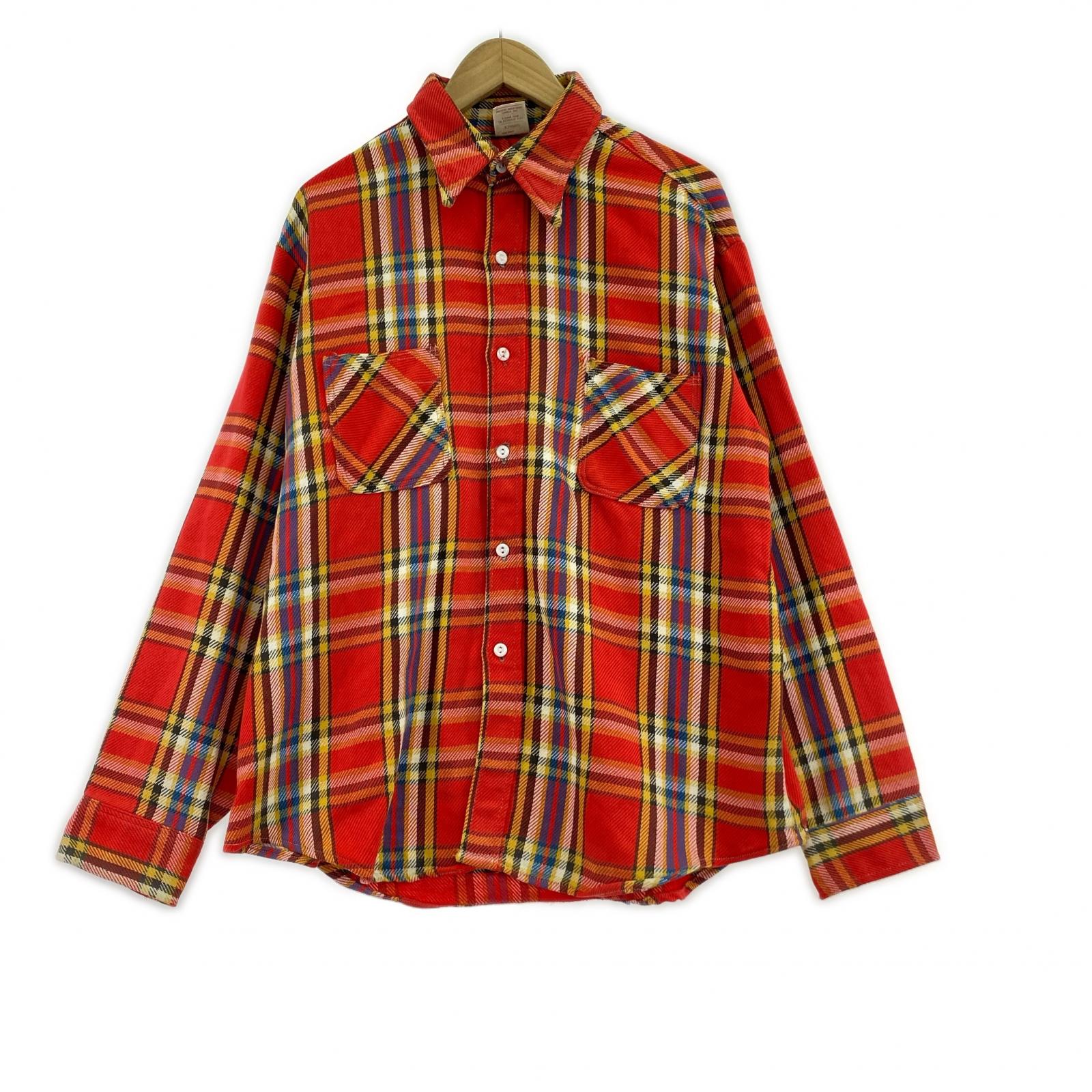 長袖シャツ 70s BIG MAC ネル チェック 赤 (L) L レッド
