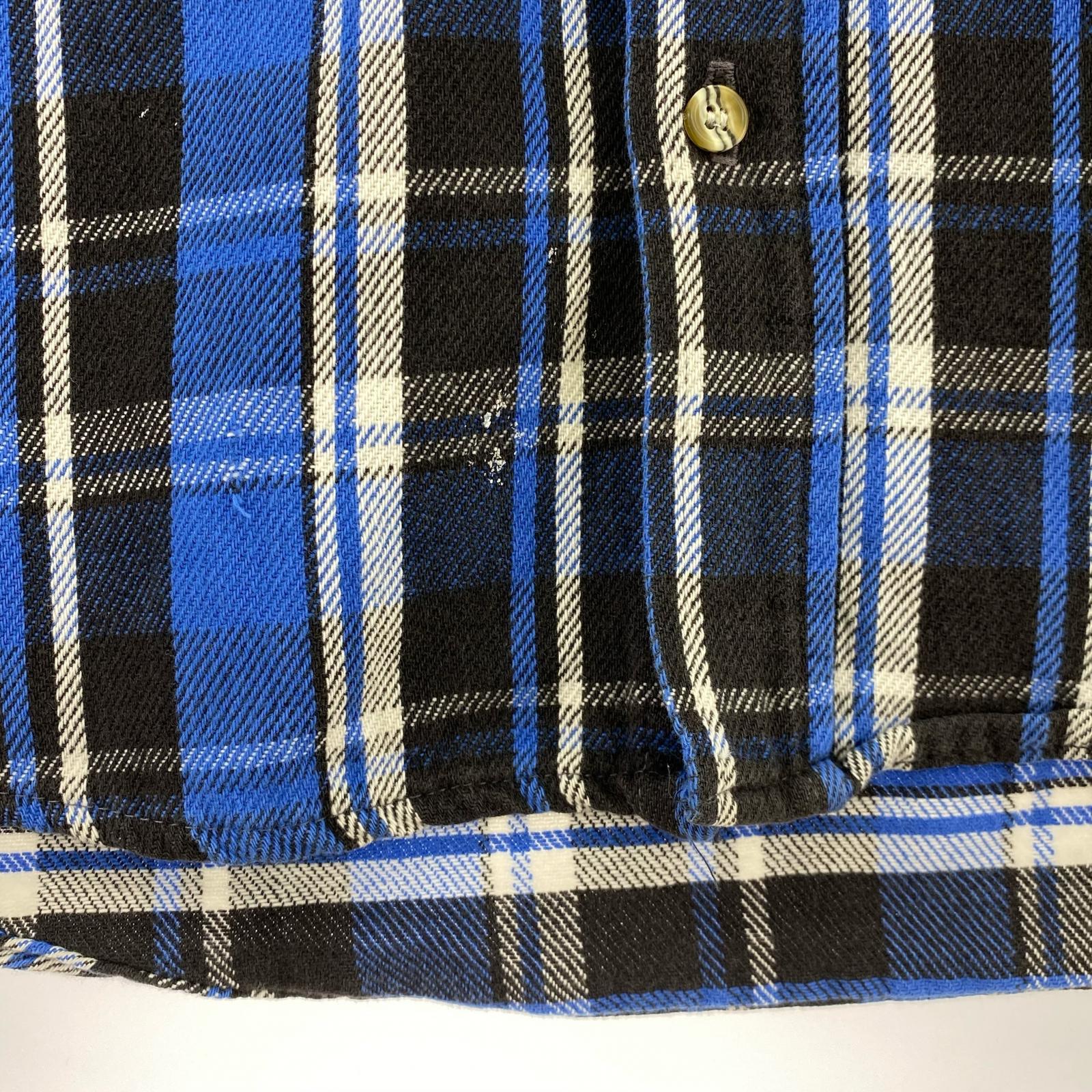 長袖シャツ 90s チェック 青 (L) L ブルー