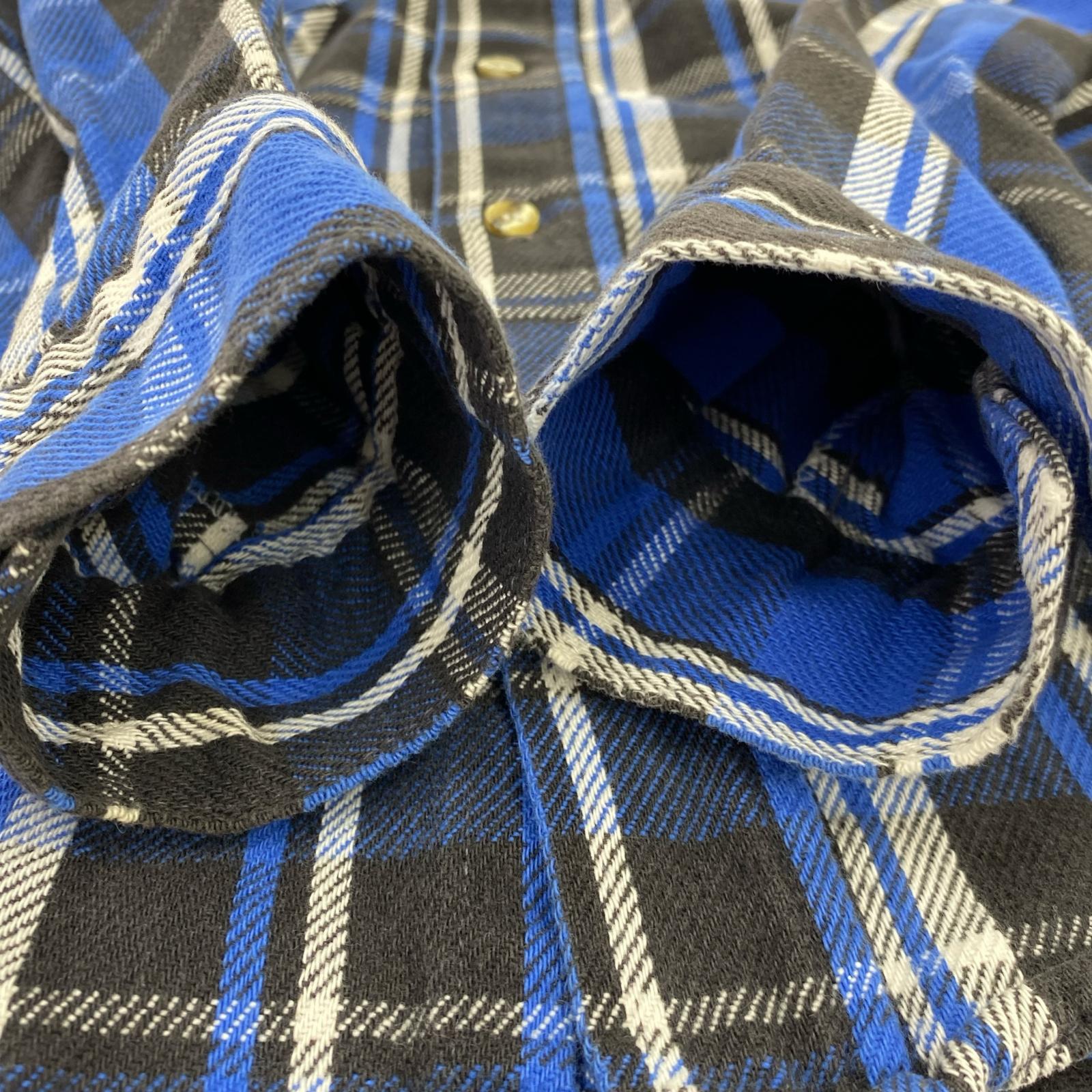 長袖シャツ 90s チェック 青 (L) L ブルー