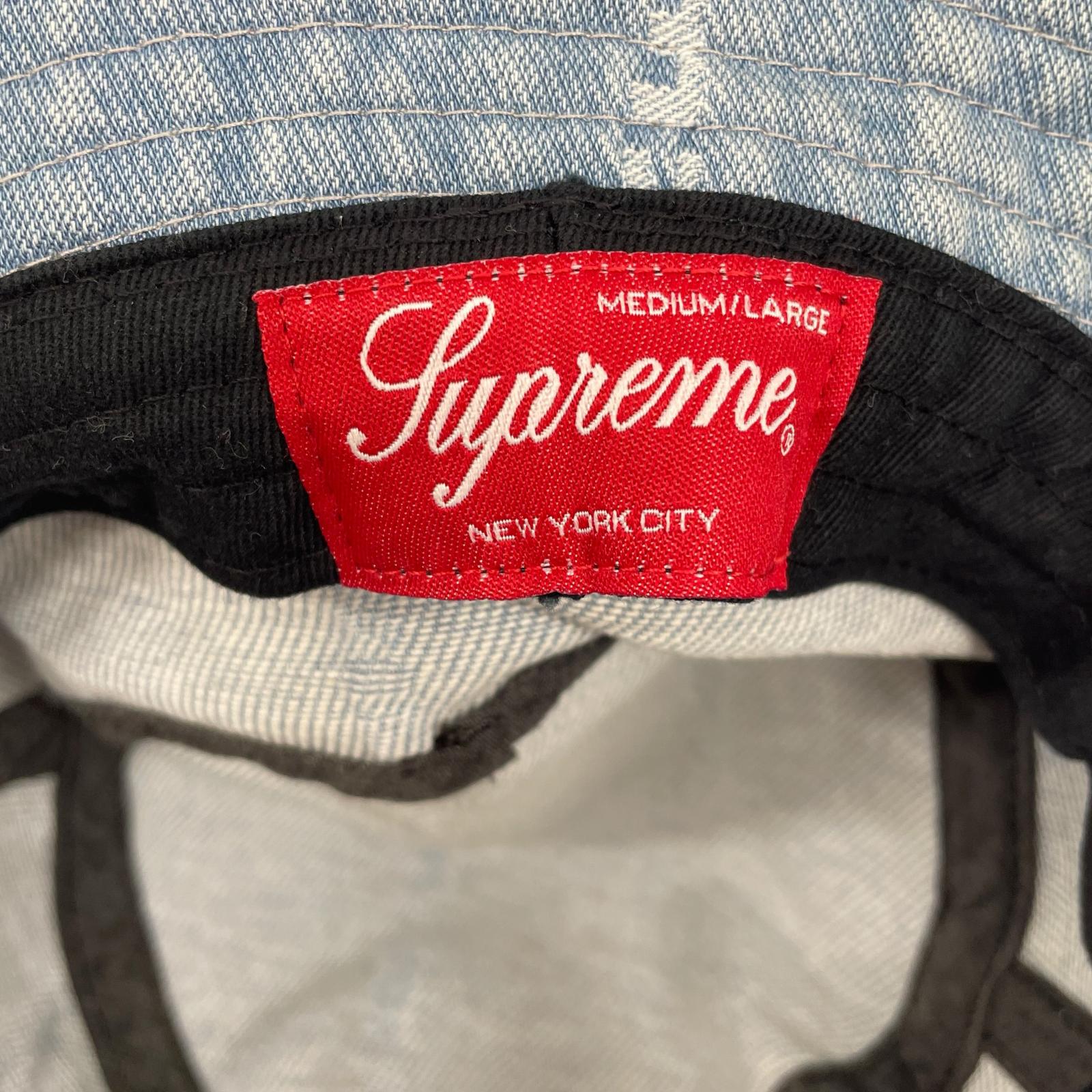 ハット Supreme 20AW LOGO STRIPEE JACQUARD DENIM CRUSHER デニムバケットハット サックス