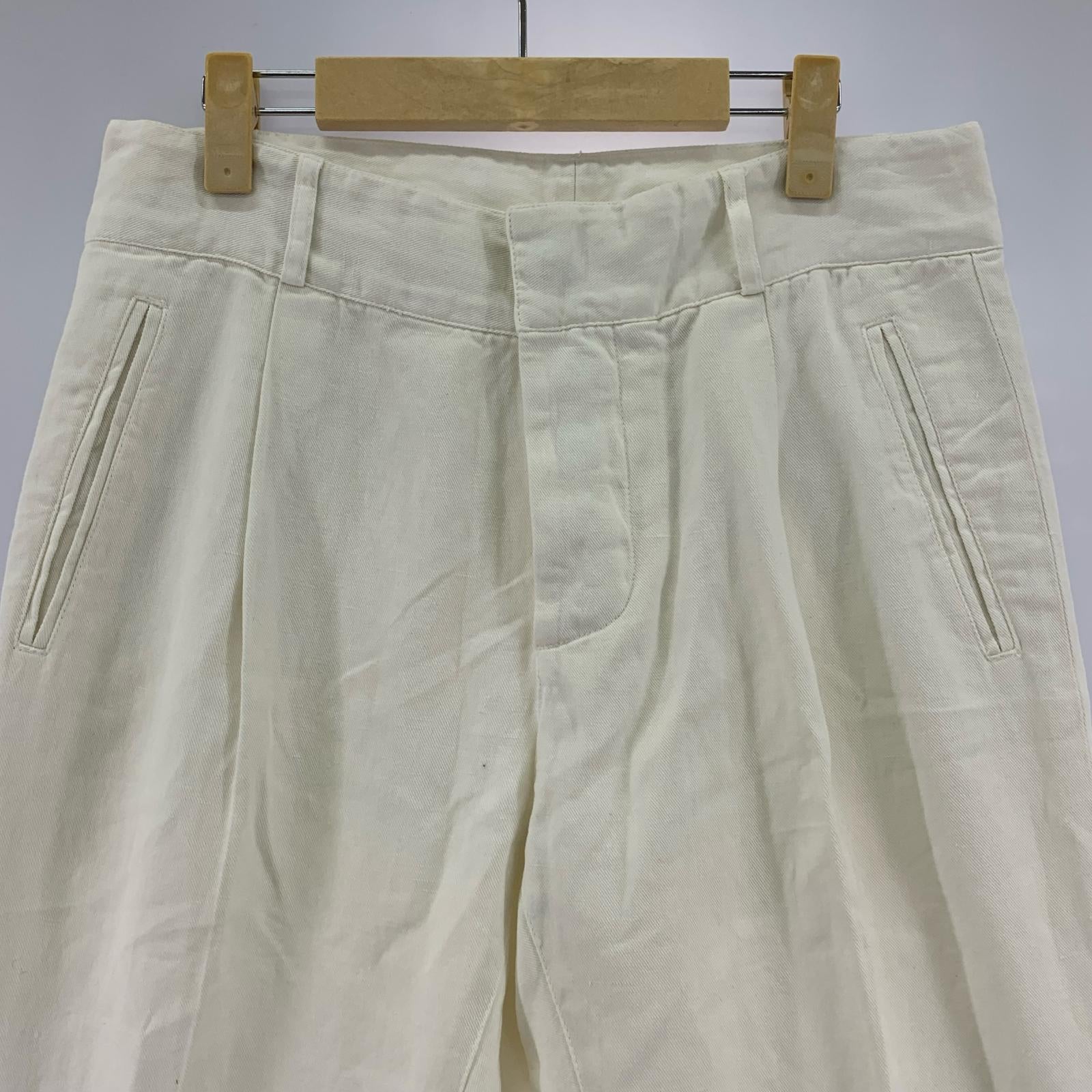 パンツ DRIES VAN NOTEN コットンリネンスラックス 46 アイボリー 46