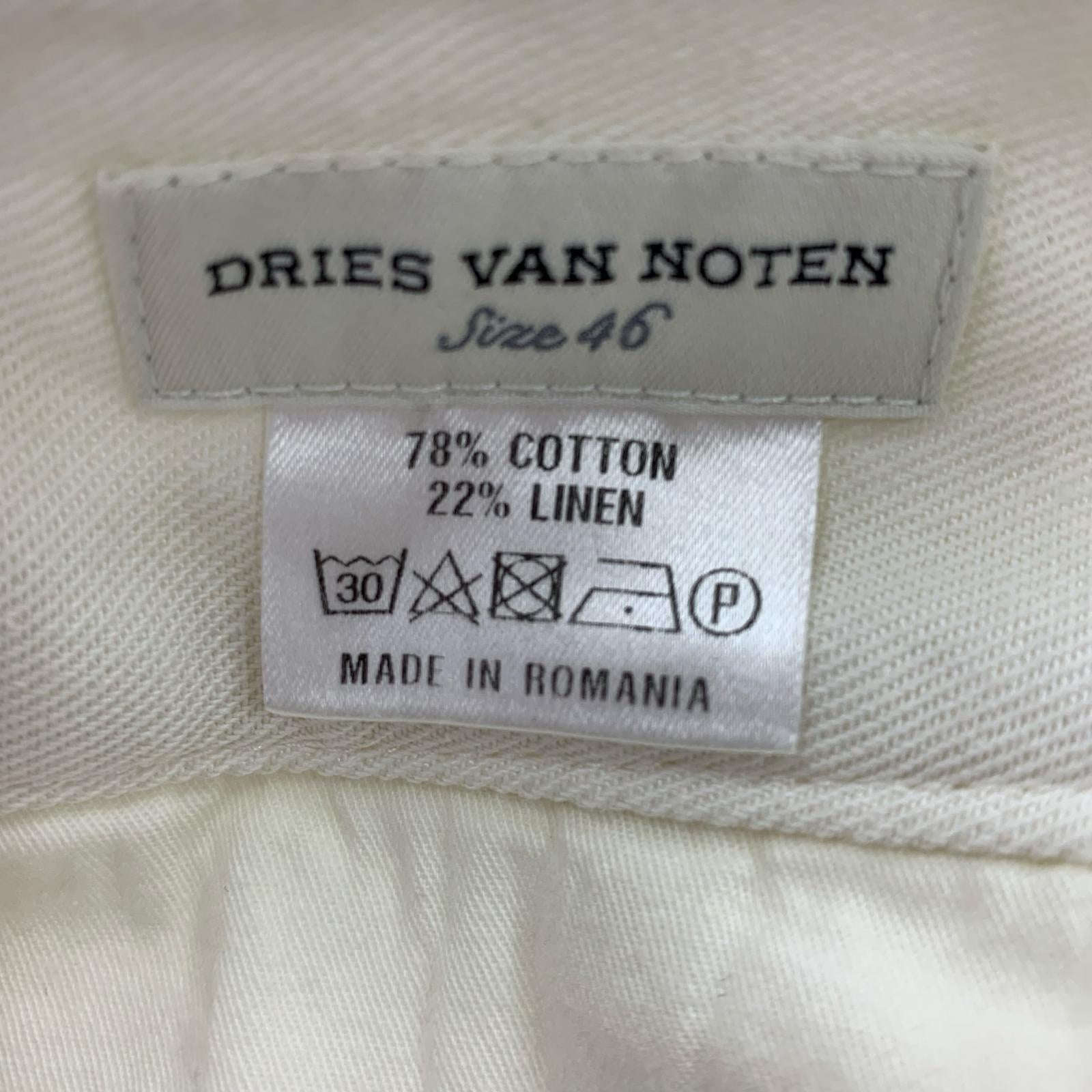 パンツ DRIES VAN NOTEN コットンリネンスラックス 46 アイボリー 46