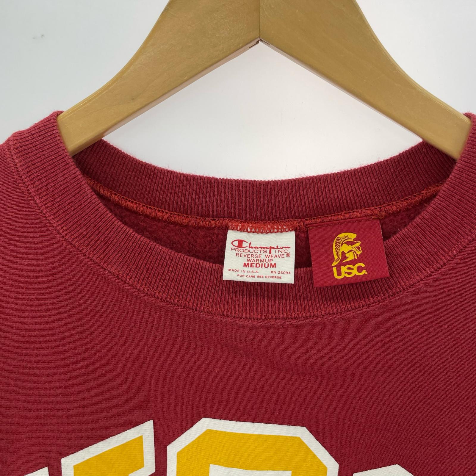 スウェット Champion リバースウィーブ USC USA製 赤 (M) M レッド