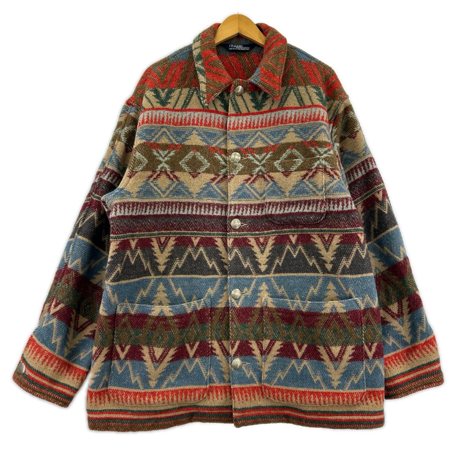 ジャケット 80s POLO RALPH LAURE ﾈｲﾃｨﾌﾞ柄 ｳｰﾙｼﾞｬｹｯﾄ M