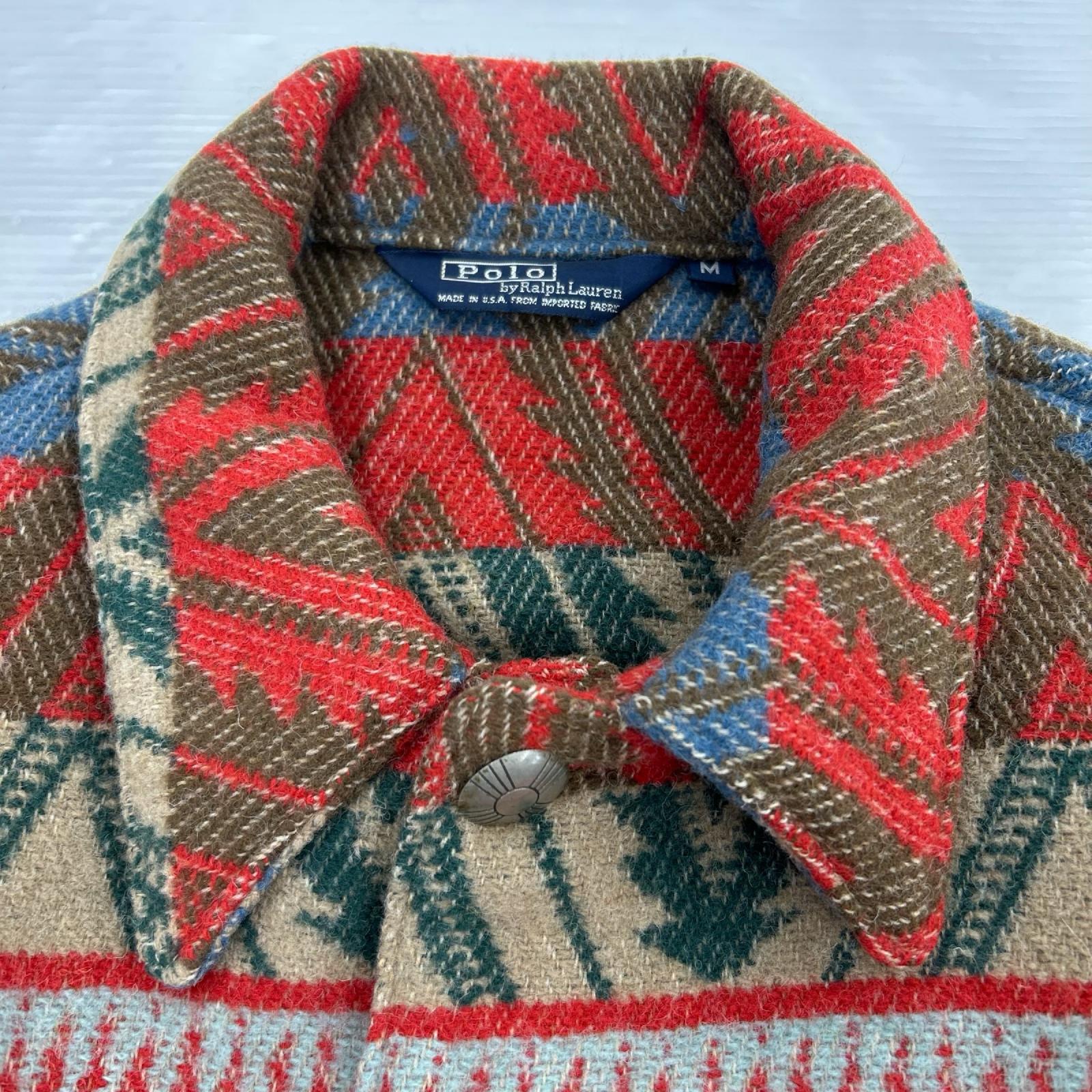 ジャケット 80s POLO RALPH LAURE ﾈｲﾃｨﾌﾞ柄 ｳｰﾙｼﾞｬｹｯﾄ M