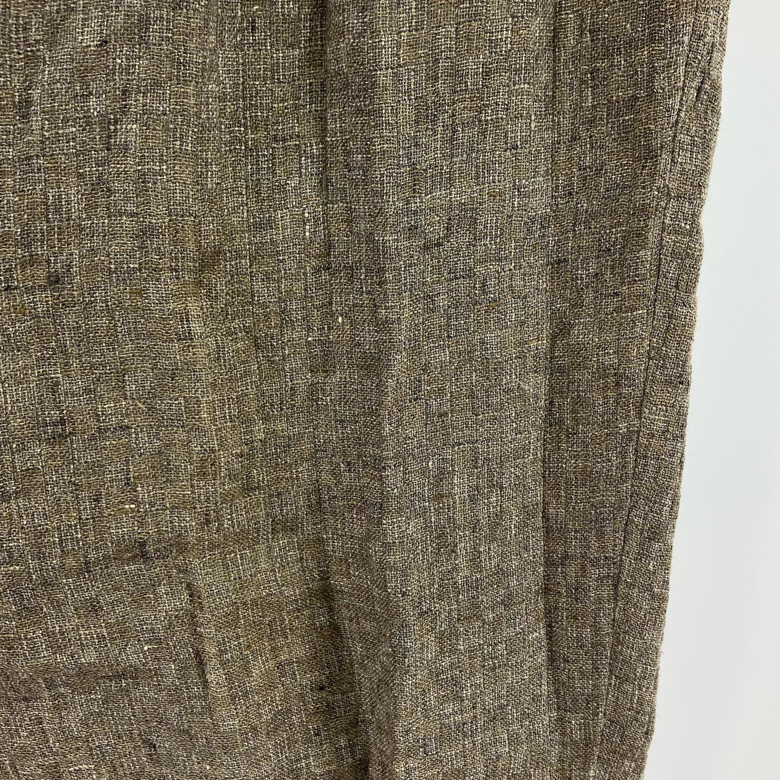 パンツ 麻 ジャガード タックパンツ M M ブラウン
