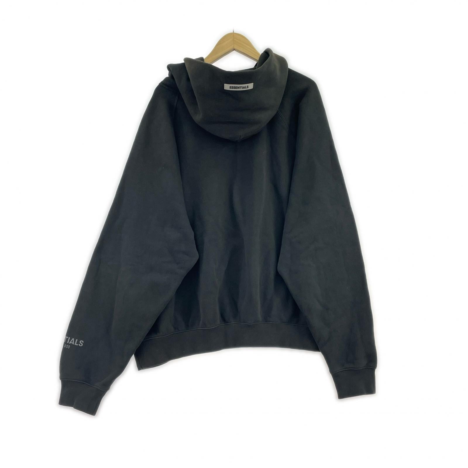 パーカー ESSENTIALS FEAR OF GOD ラバーロゴ 黒 (M) M ブラック