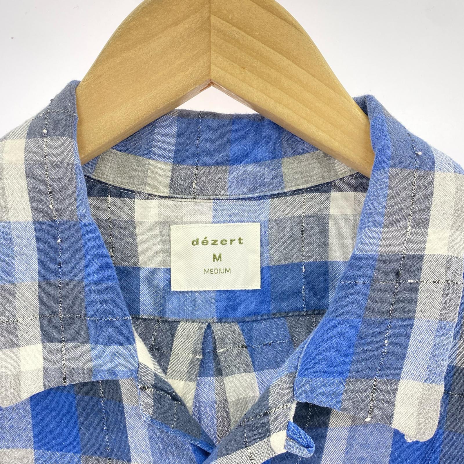 長袖シャツ dezert 90s レーヨンオープンカラーチェックシャツ M ブルー M ブルー